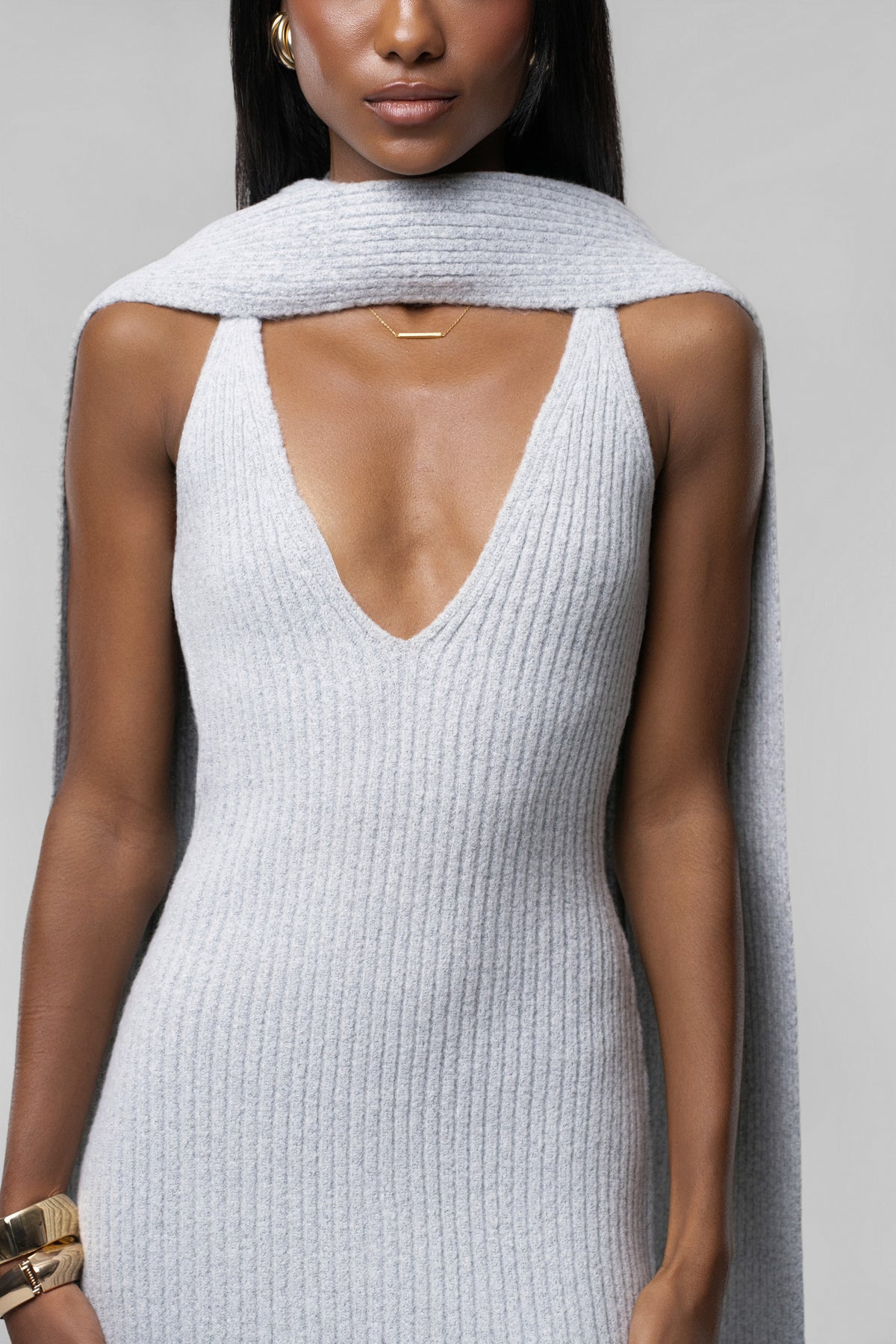 Heather Grey Lodge Ribbed Scarf