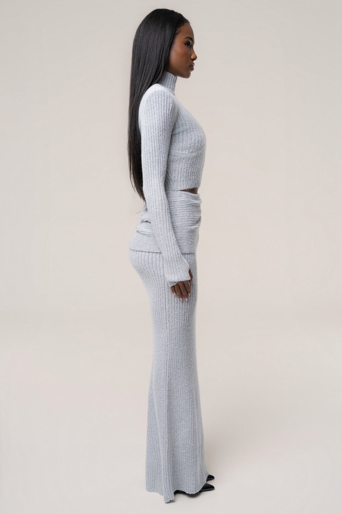 Heather Grey Retreat Ribbed Maxi Skirt - JLUXLABEL
