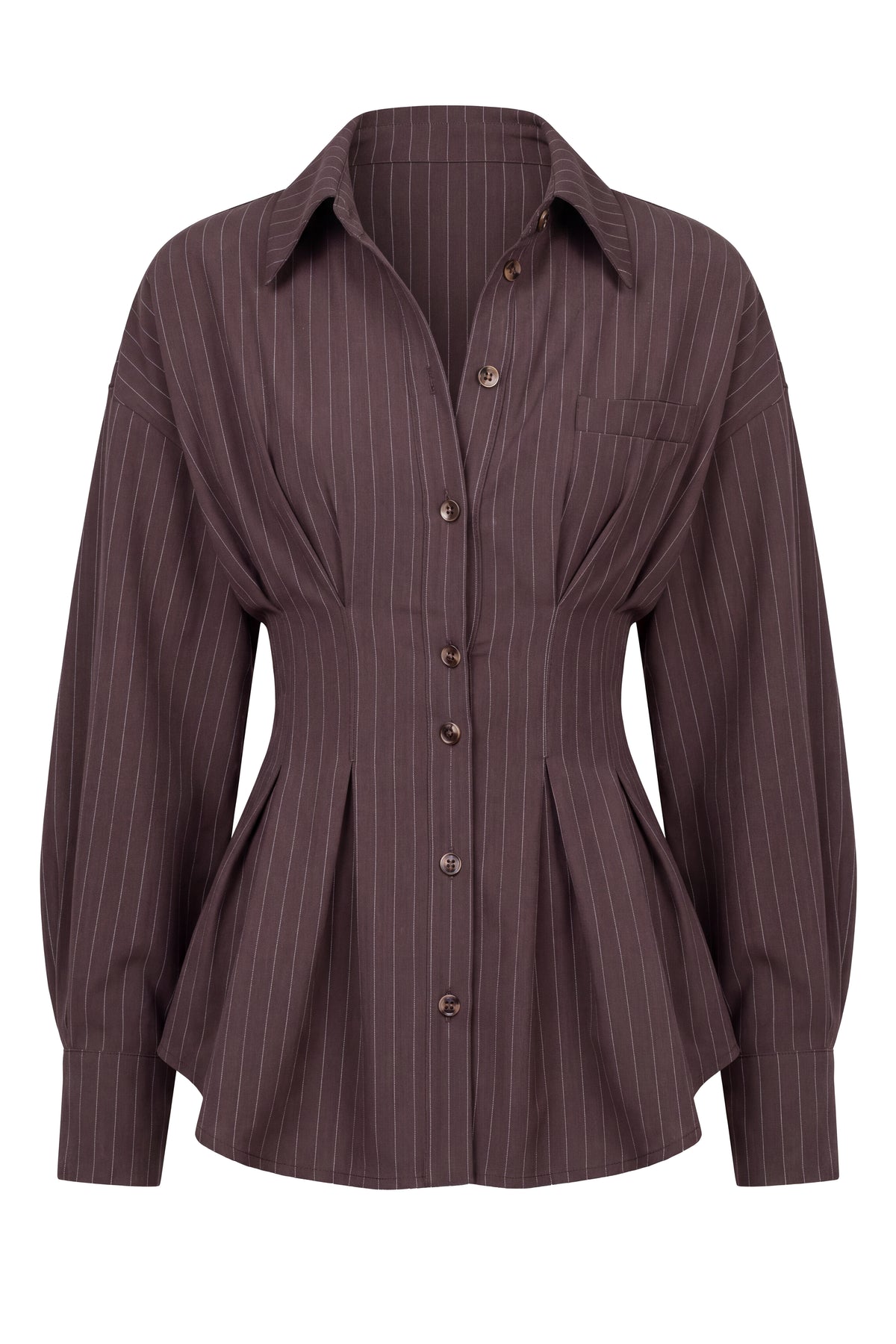 Chocolate Refined Lines Pinstripe Top
