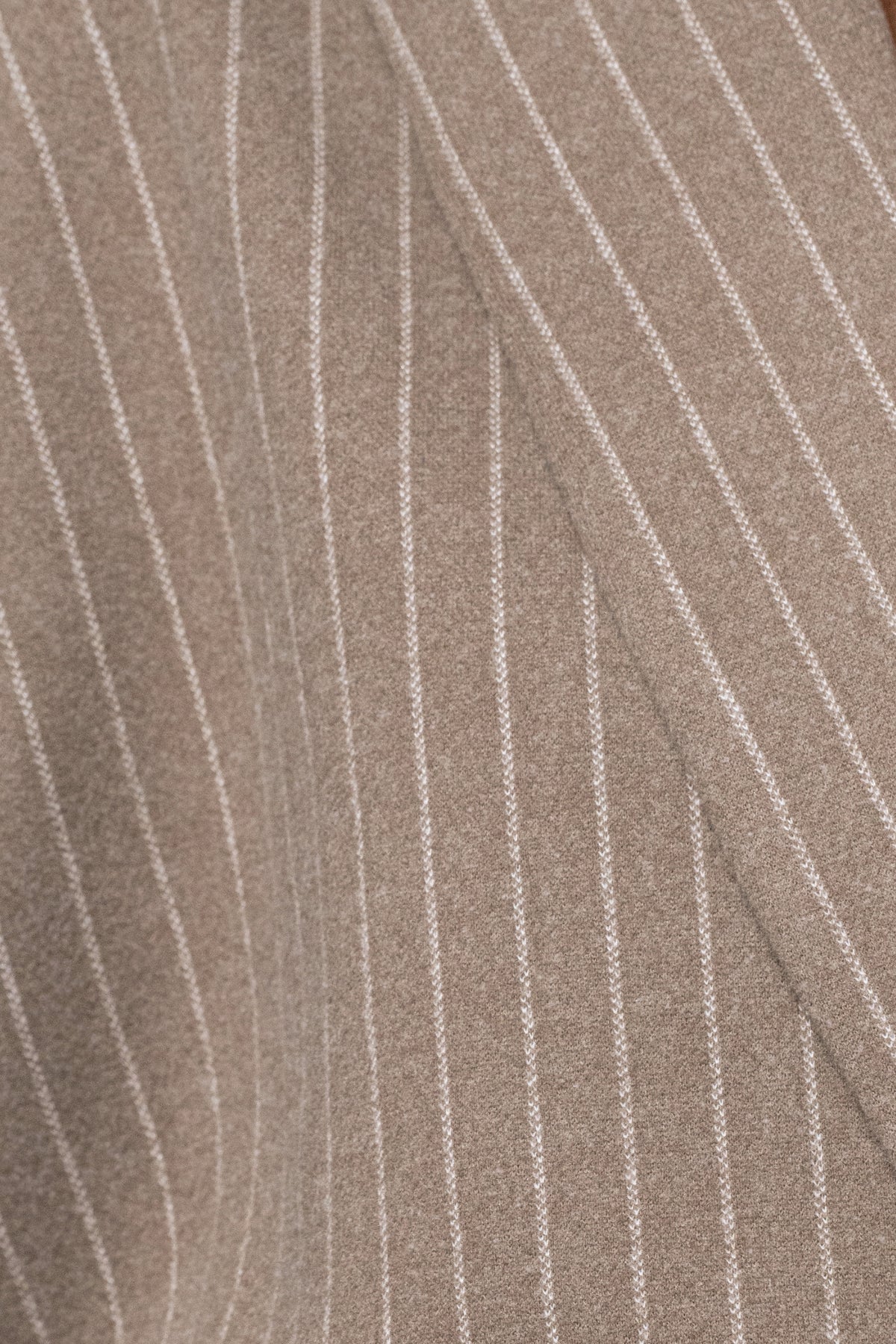 Taupe/Ivory Contour Pinstripe Blazer - JLUXLABEL