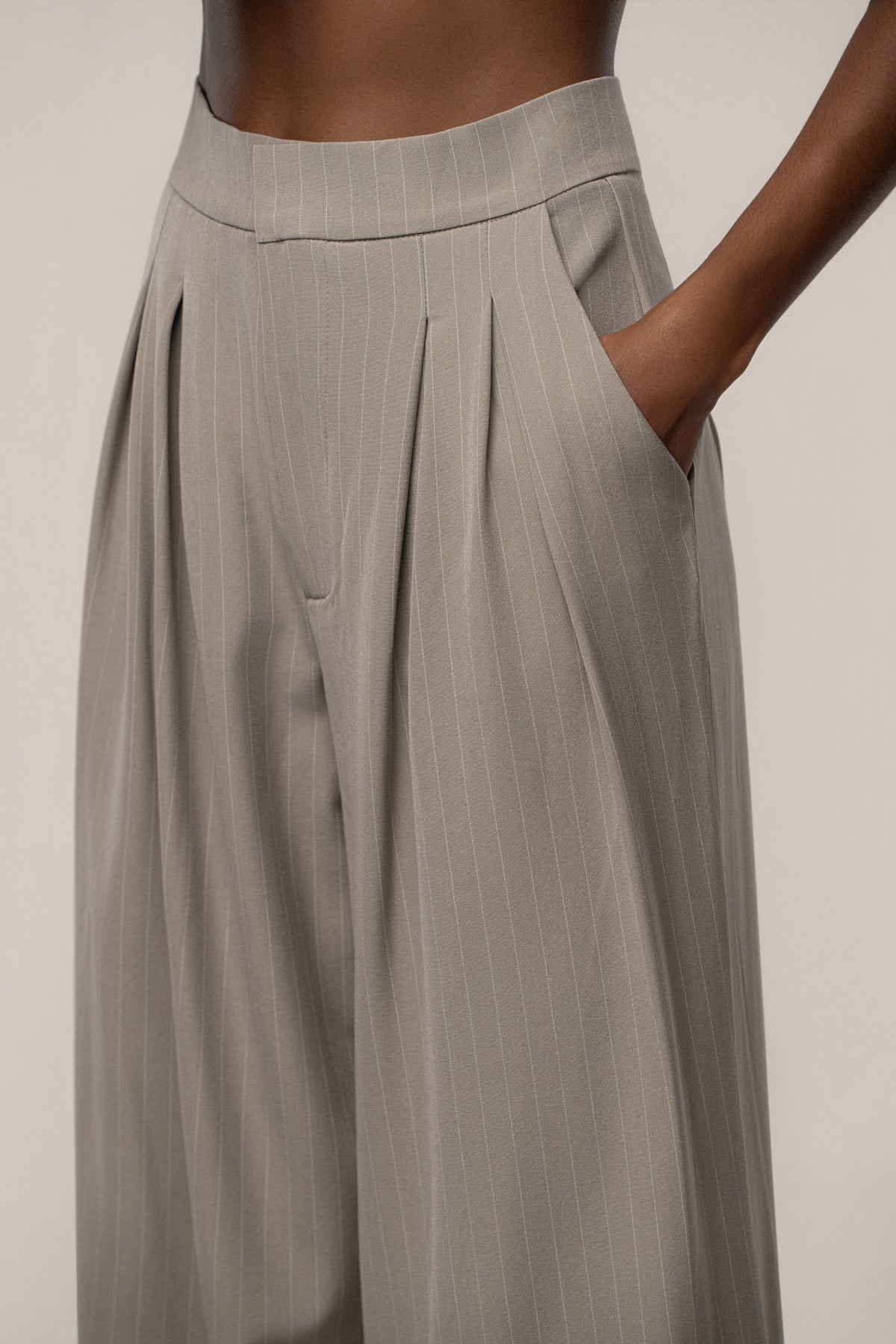 Beige In Session Pinstripe Pant