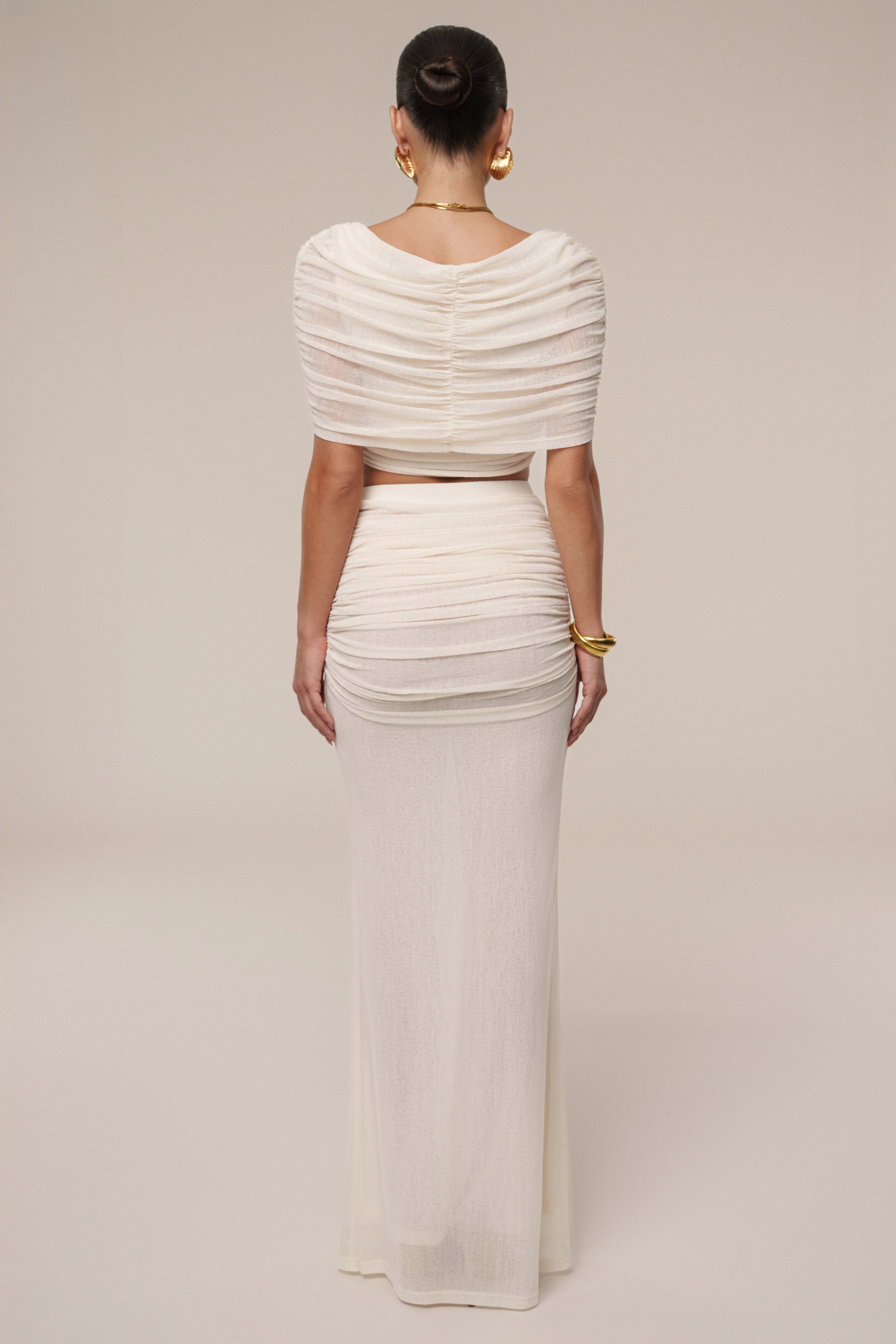 Ivory Ella Ruched Skirt Set - JLUXLABEL