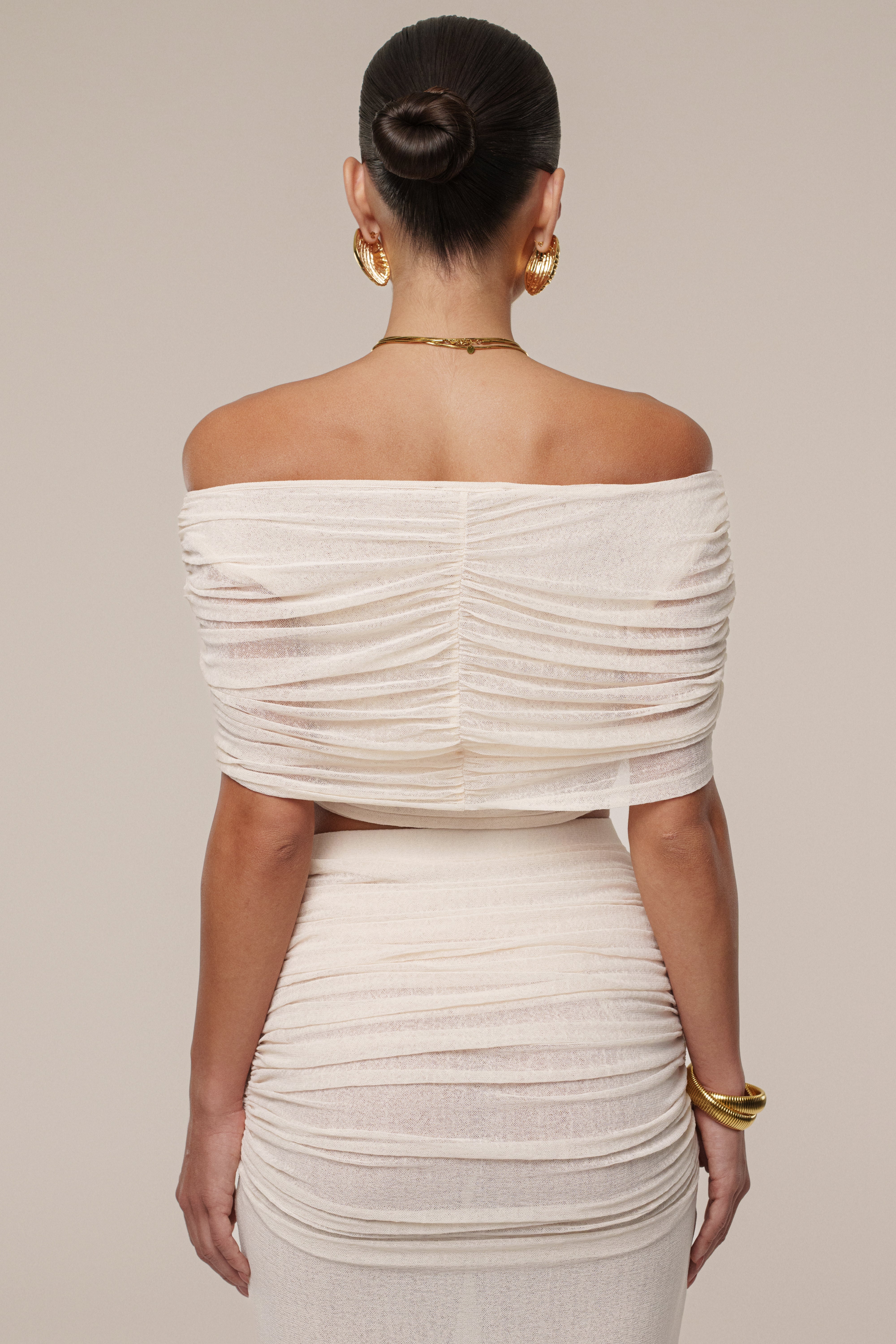 Ivory Ella Ruched Skirt Set - JLUXLABEL