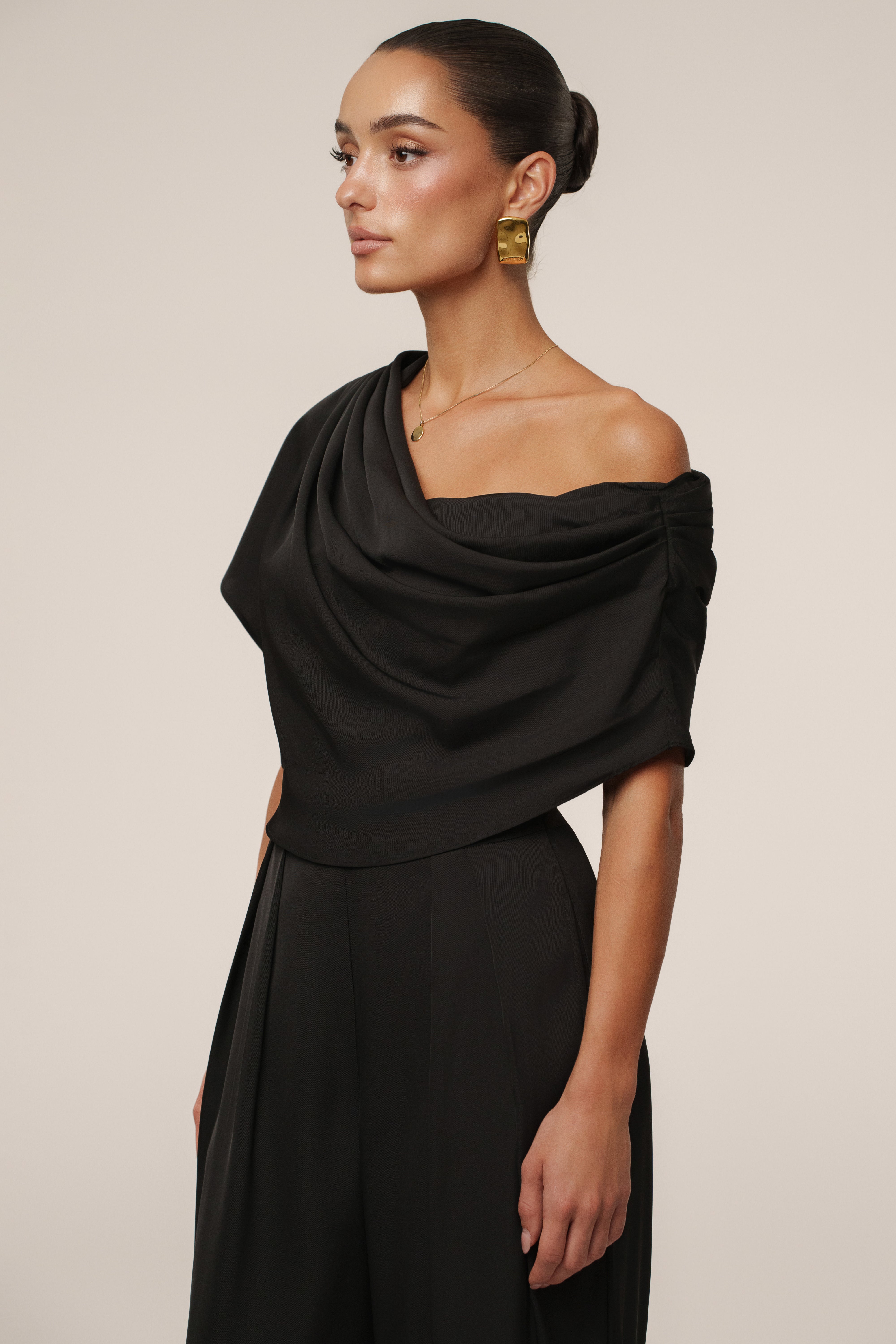 Black Gleam and Glow Satin Top - JLUXLABEL