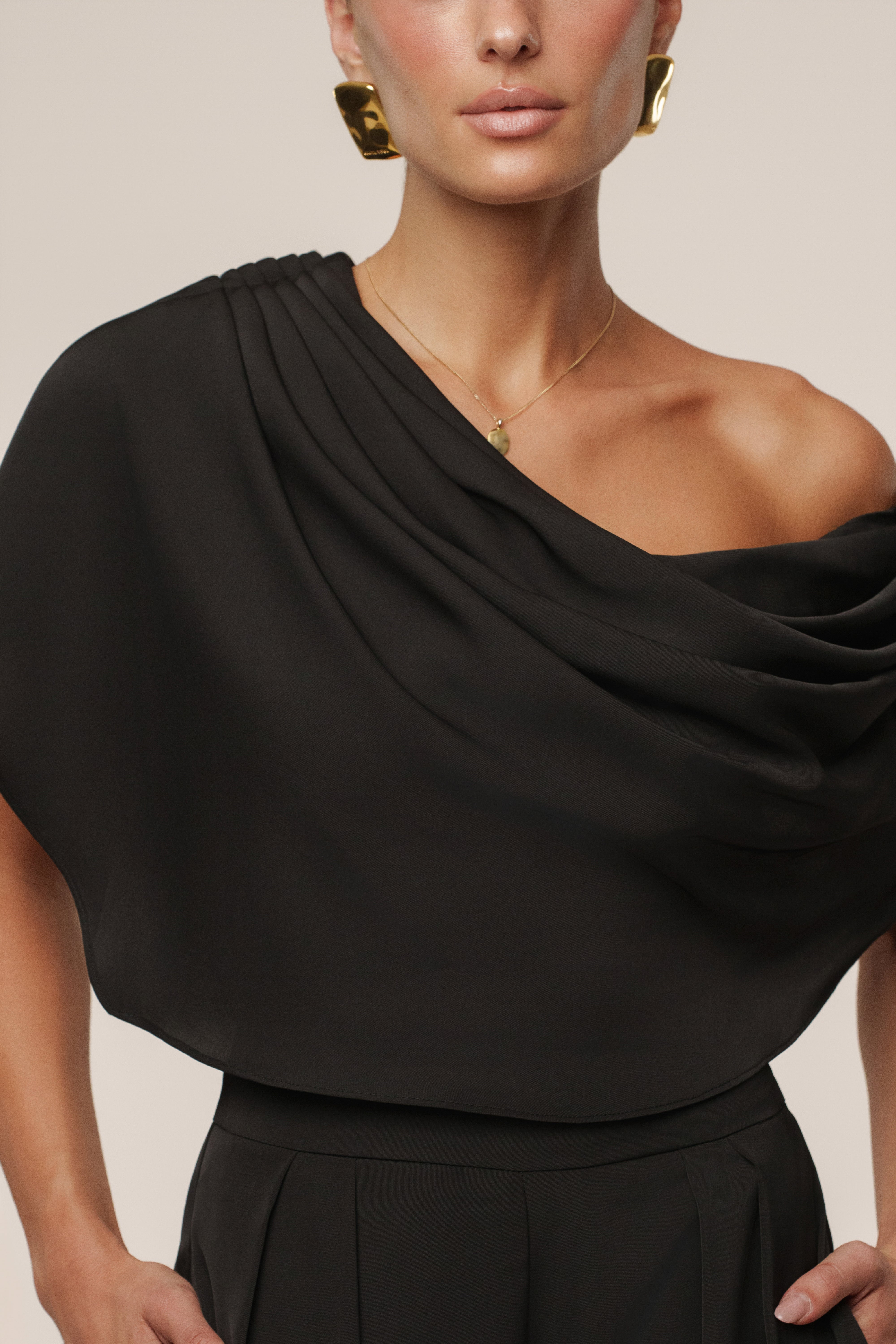 Black Gleam and Glow Satin Top - JLUXLABEL