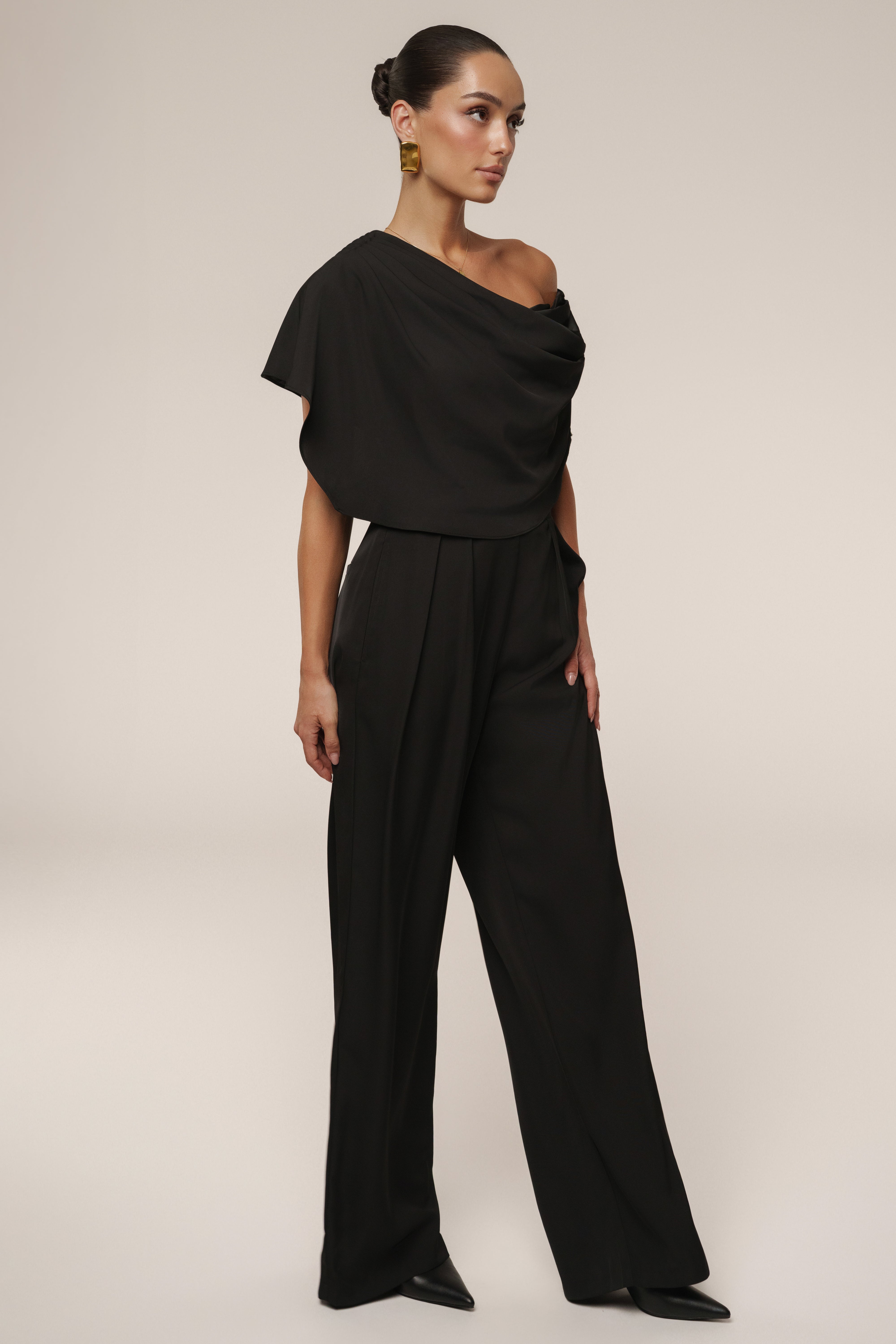 Black Gleam and Glow Satin Top - JLUXLABEL
