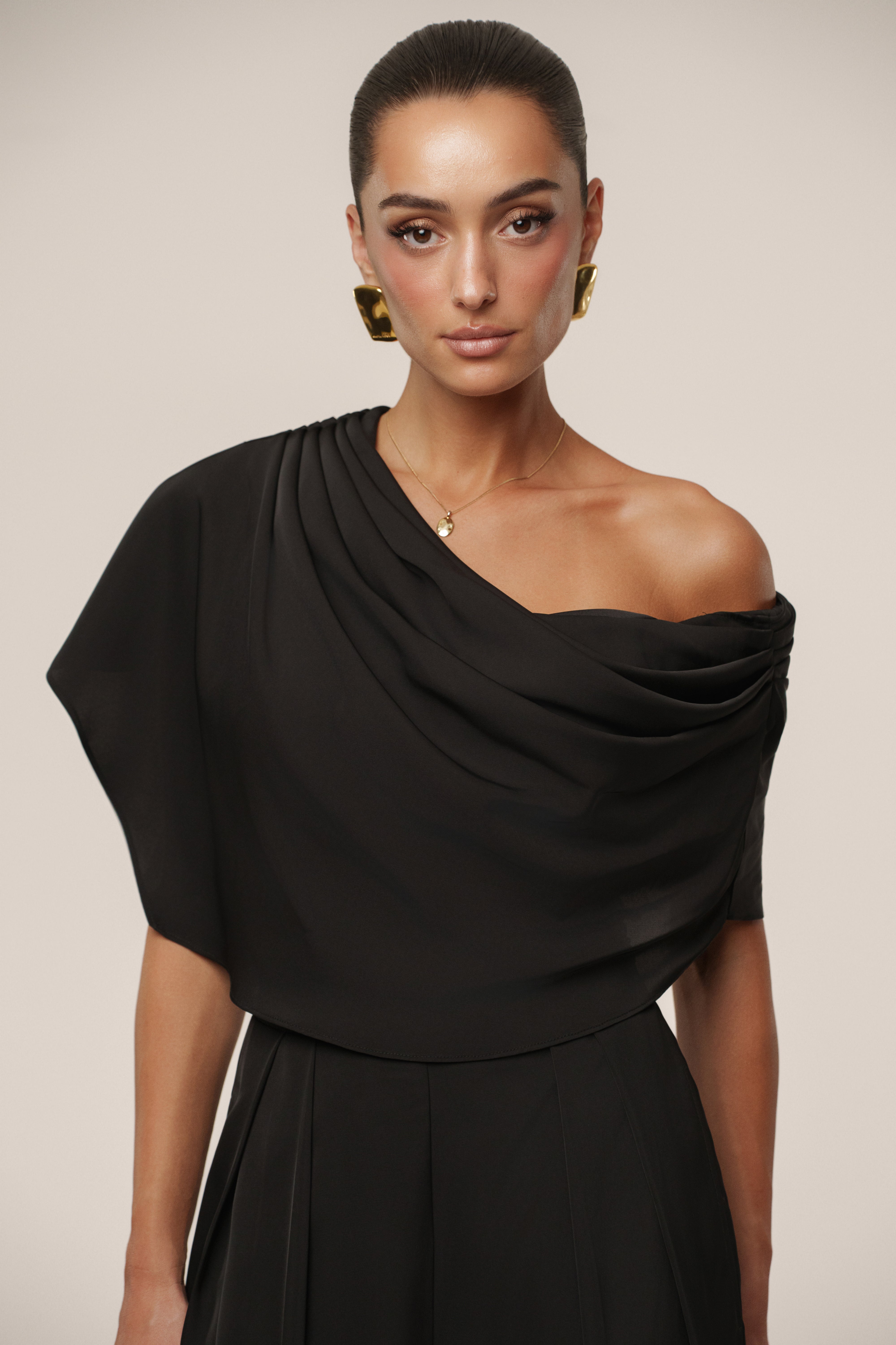 Black Gleam and Glow Satin Top - JLUXLABEL