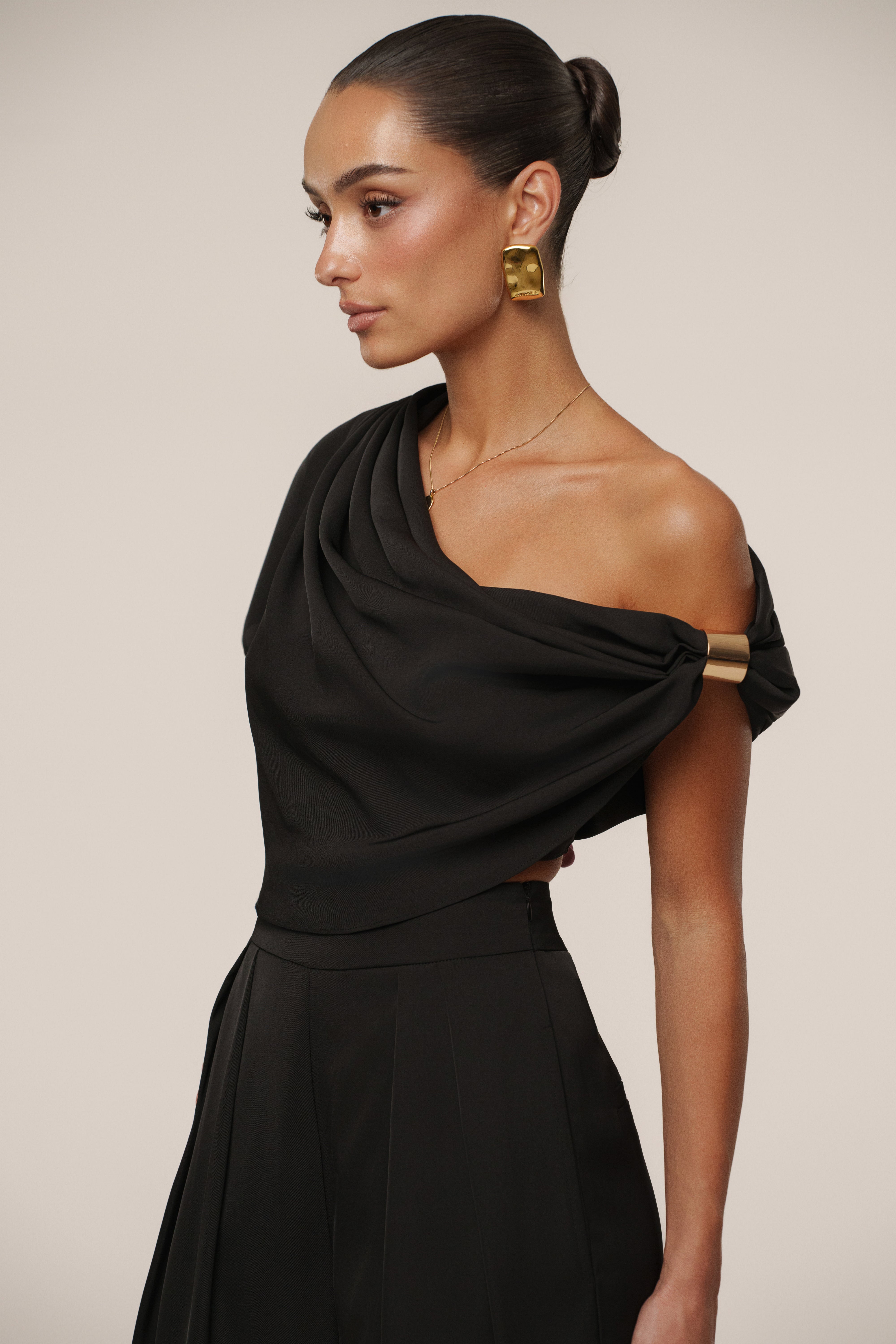 Black Gleam and Glow Satin Top - JLUXLABEL