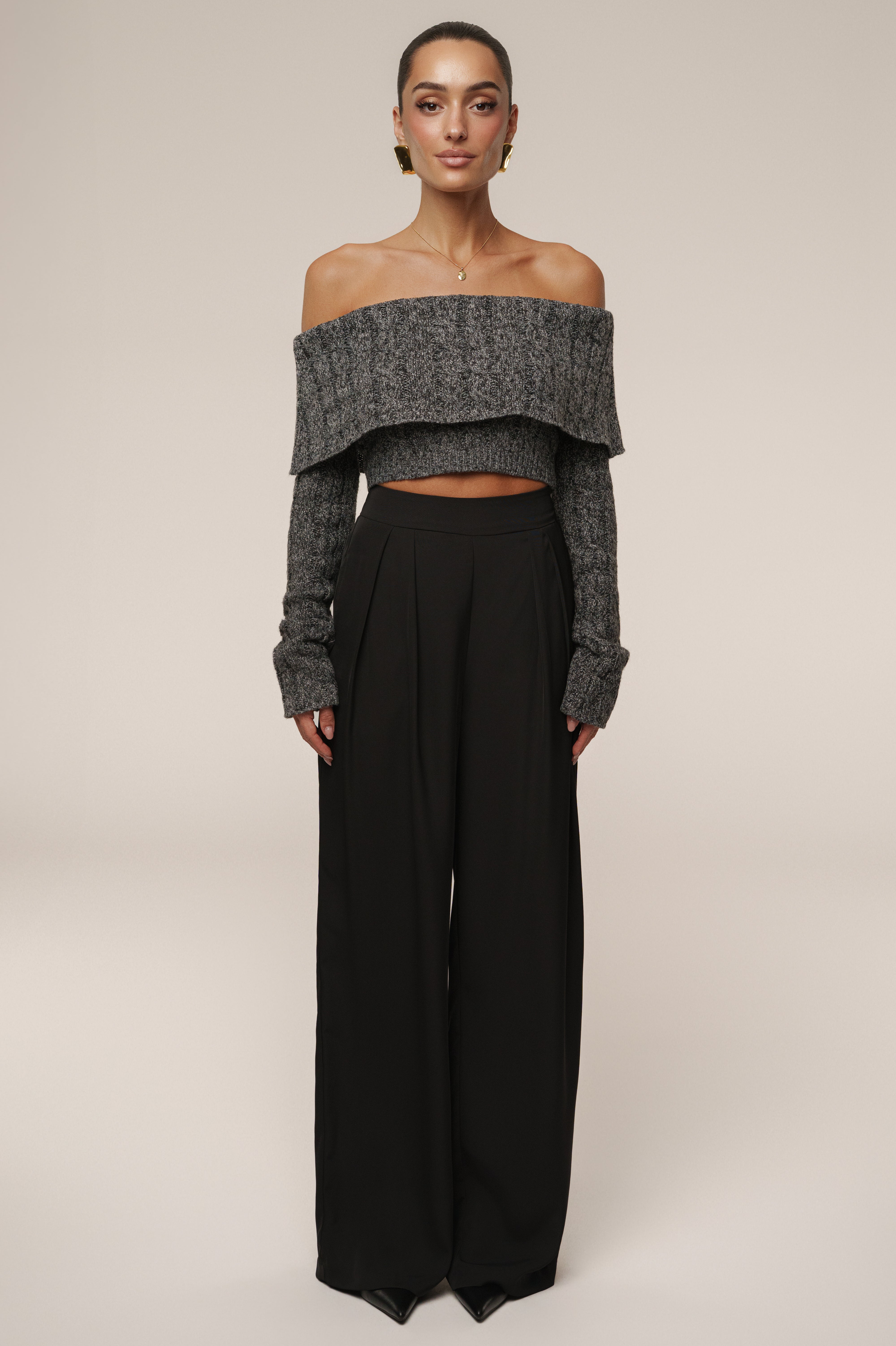 Grey Off Duty Sweater Top - JLUXLABEL