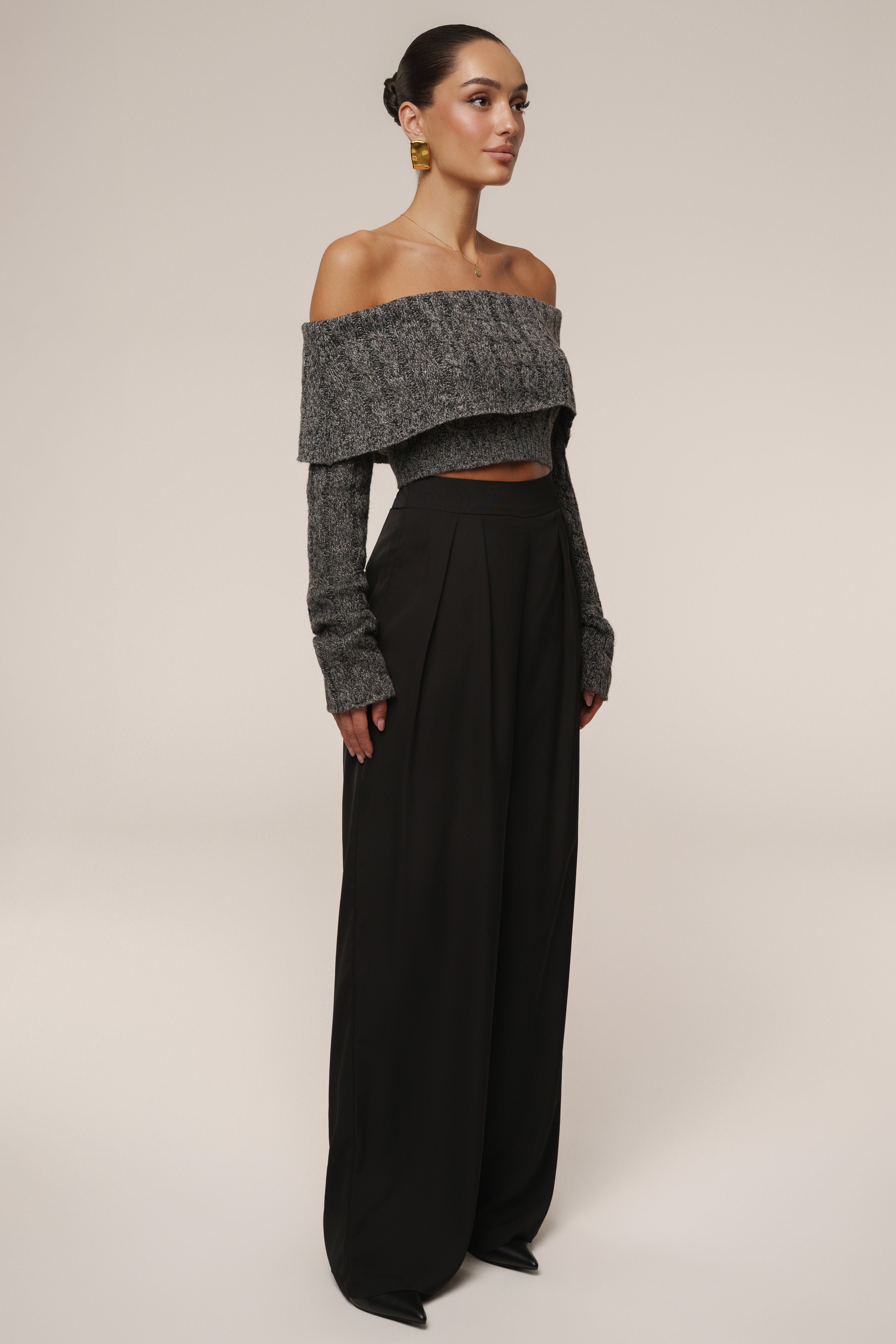 Grey Off Duty Sweater Top - JLUXLABEL