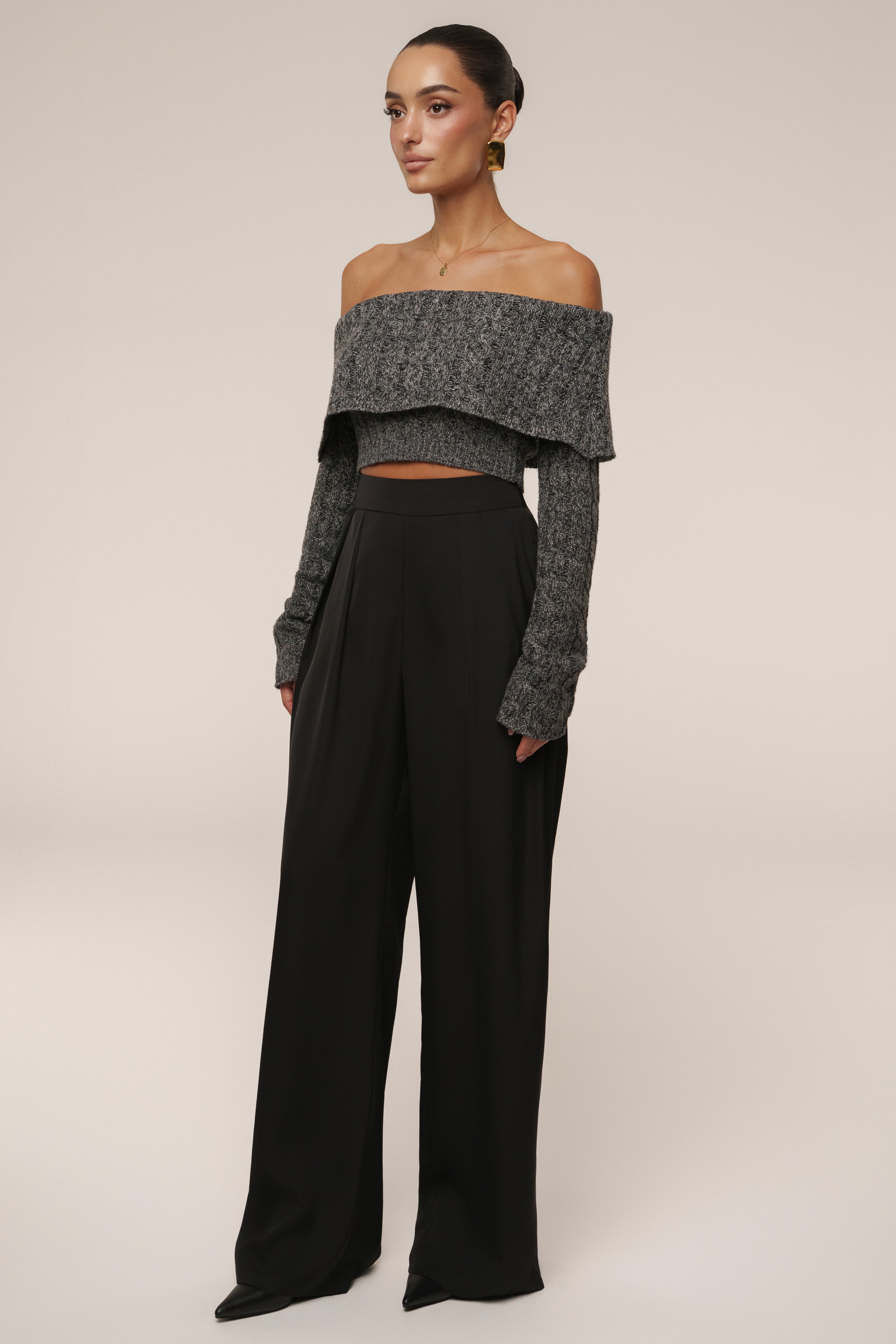 Grey Off Duty Sweater Top - JLUXLABEL