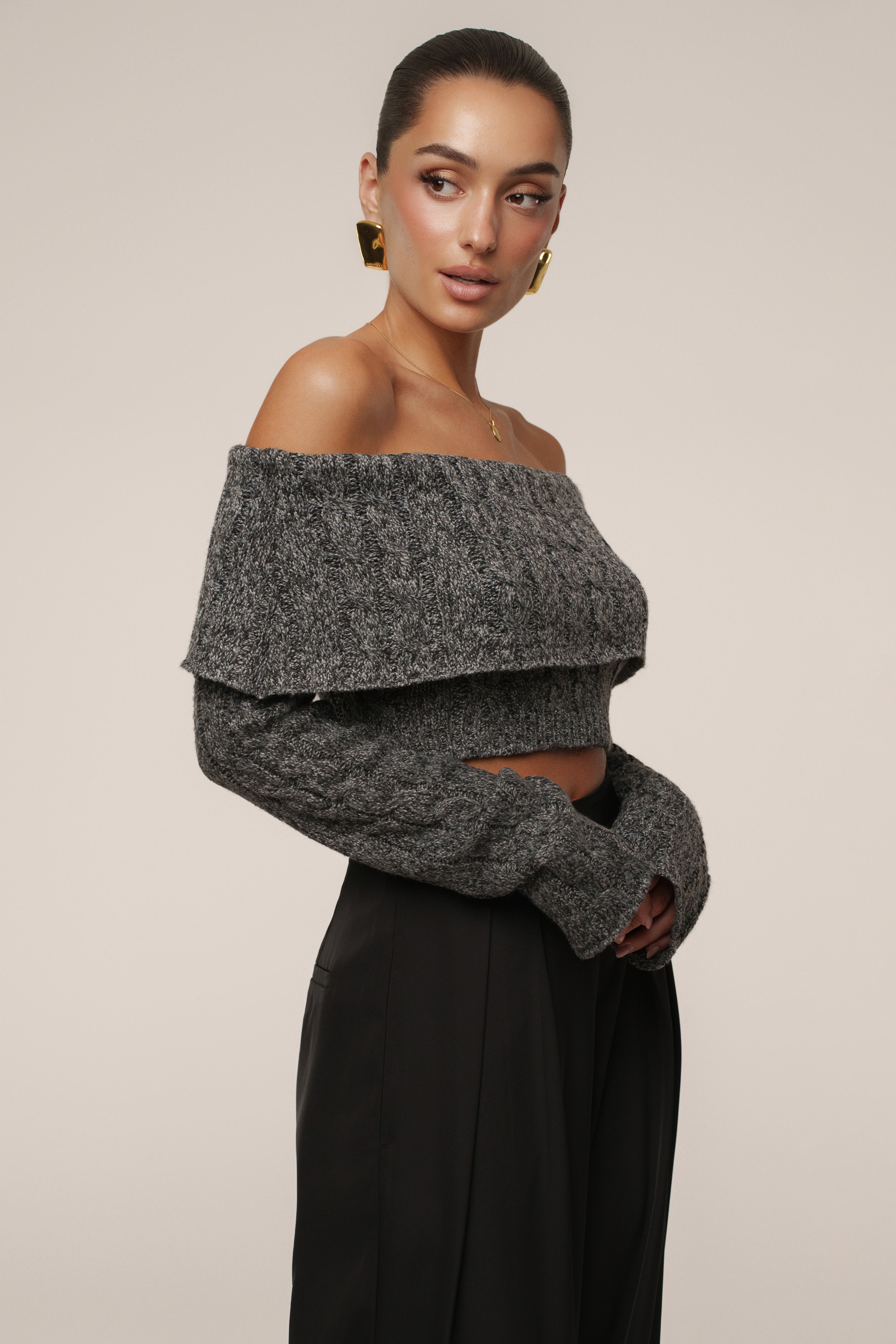 Grey Off Duty Sweater Top - JLUXLABEL