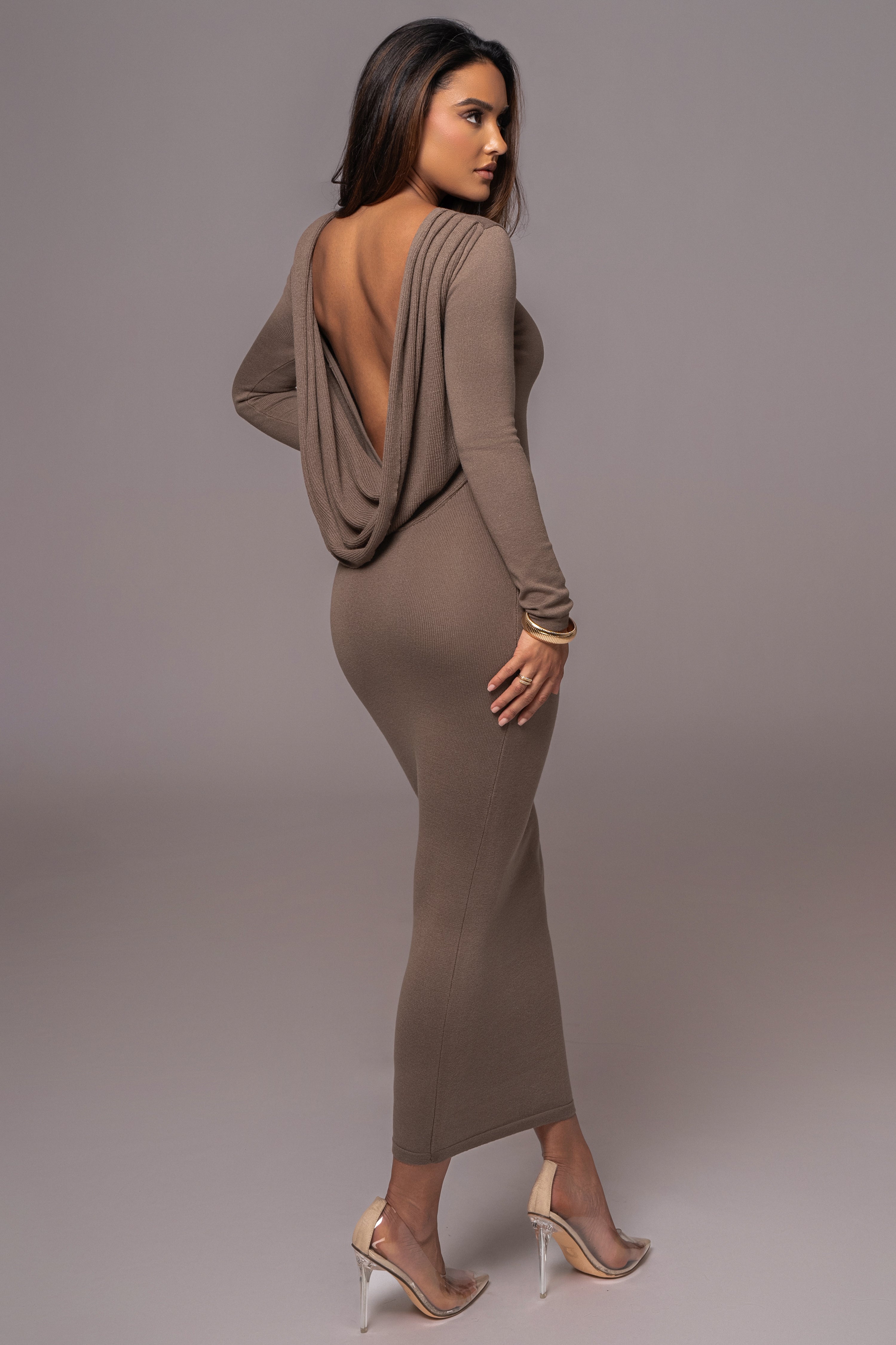 Long Sleeved Knot Detailed Maxi Dress - 011223 