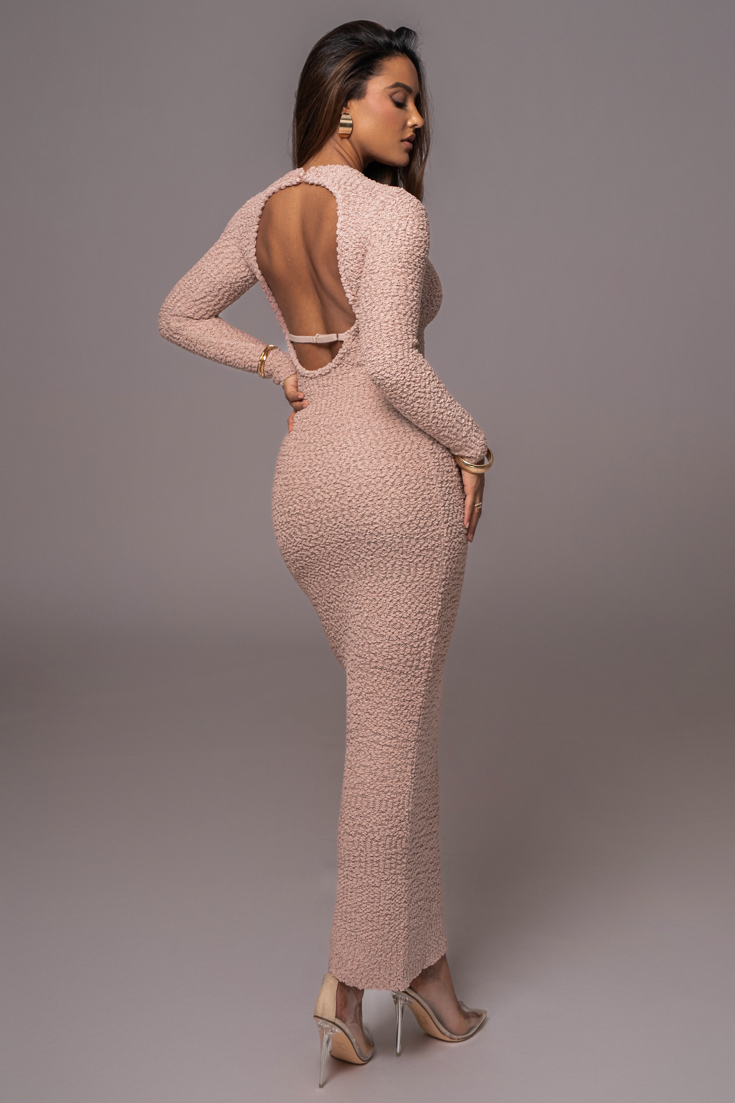 Beige Autumn Knit Maxi Dress - JLUXLABEL