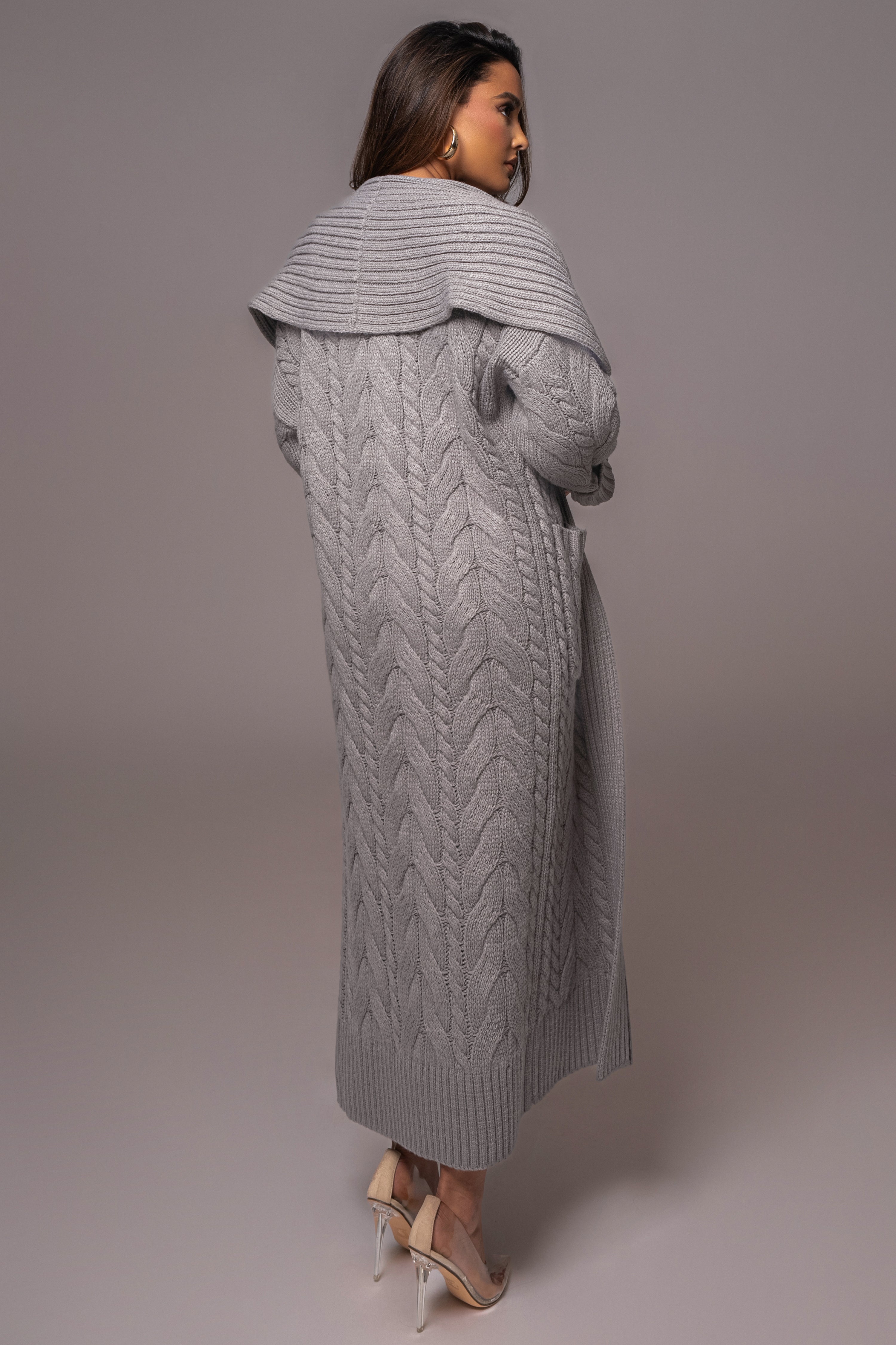 Heather Grey Upstate Cable Knit Cardigan - JLUXLABEL