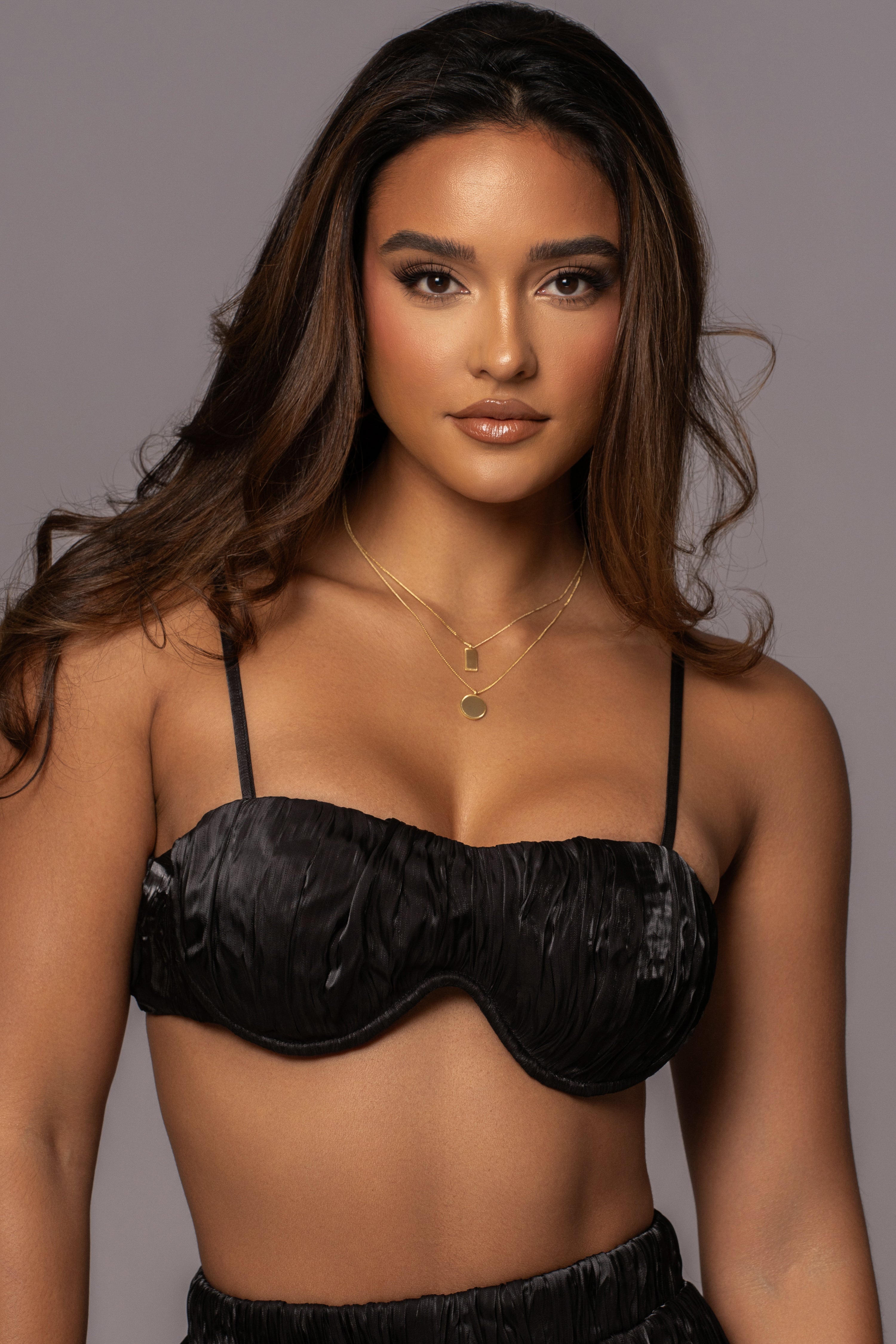 Black Let's Get Away Satin Pant Set - JLUXLABEL