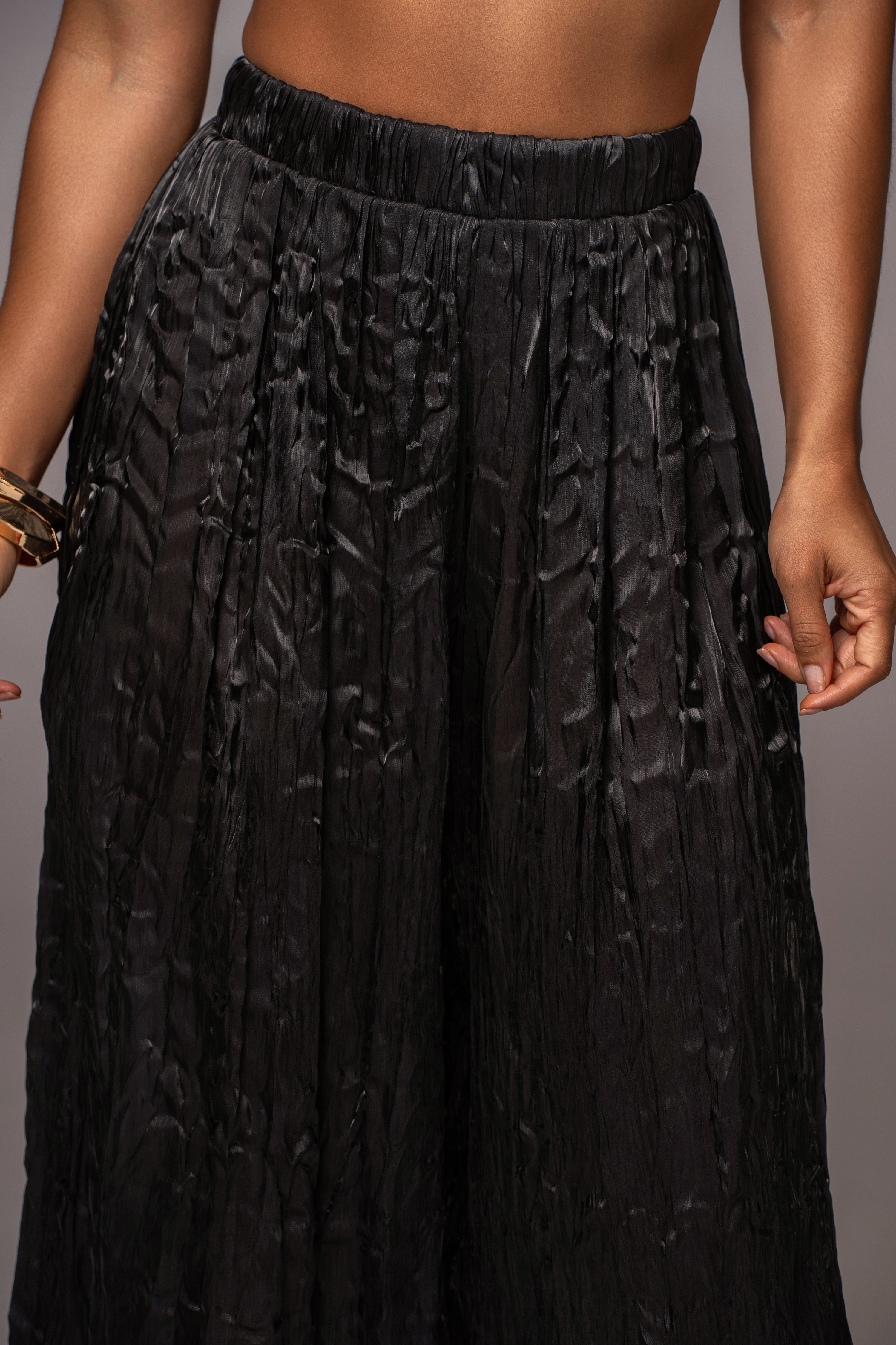 Black Let's Get Away Satin Pant Set - JLUXLABEL