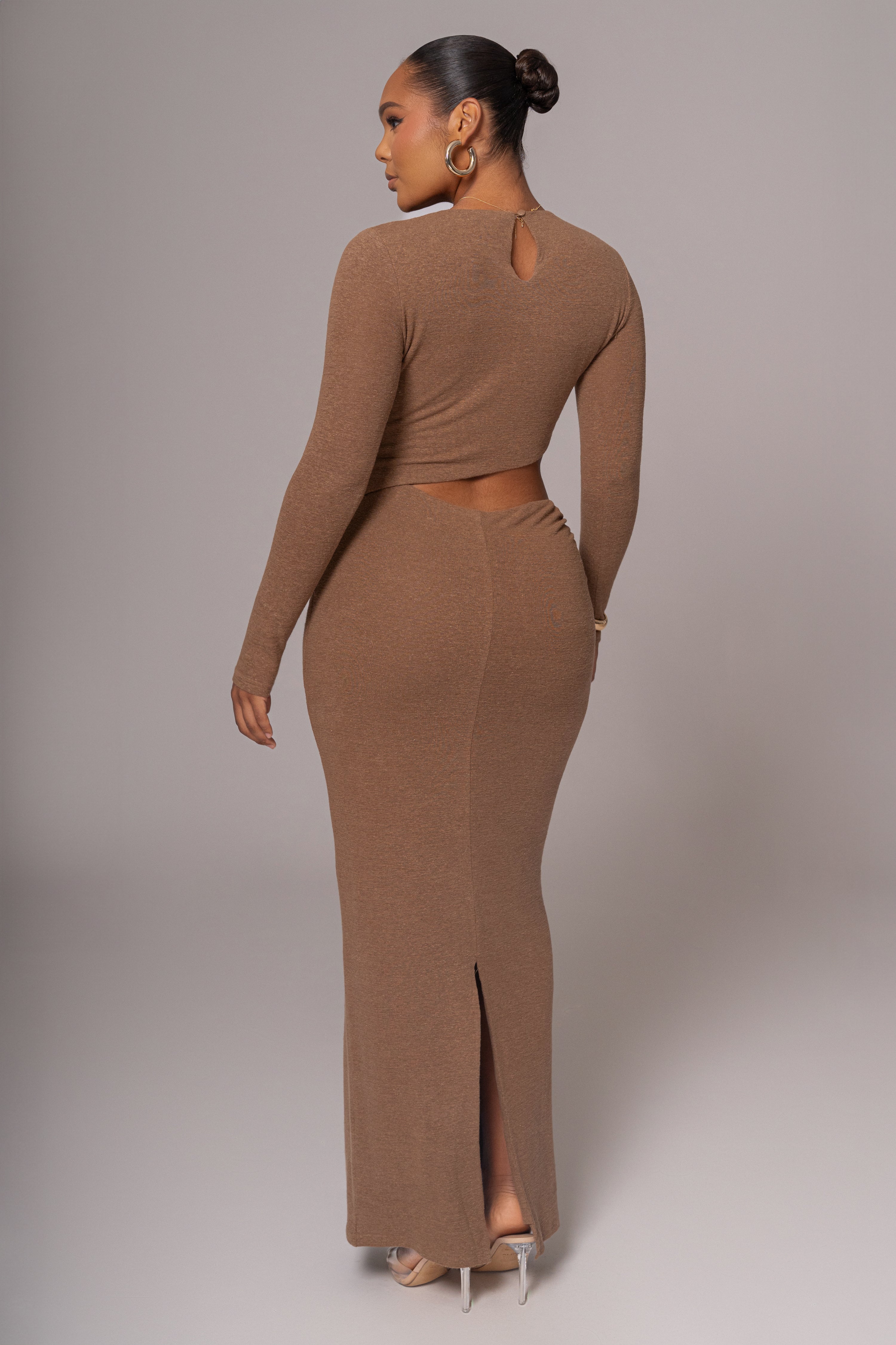 Chocolate Summer Romance Cutout Dress - JLUXLABEL