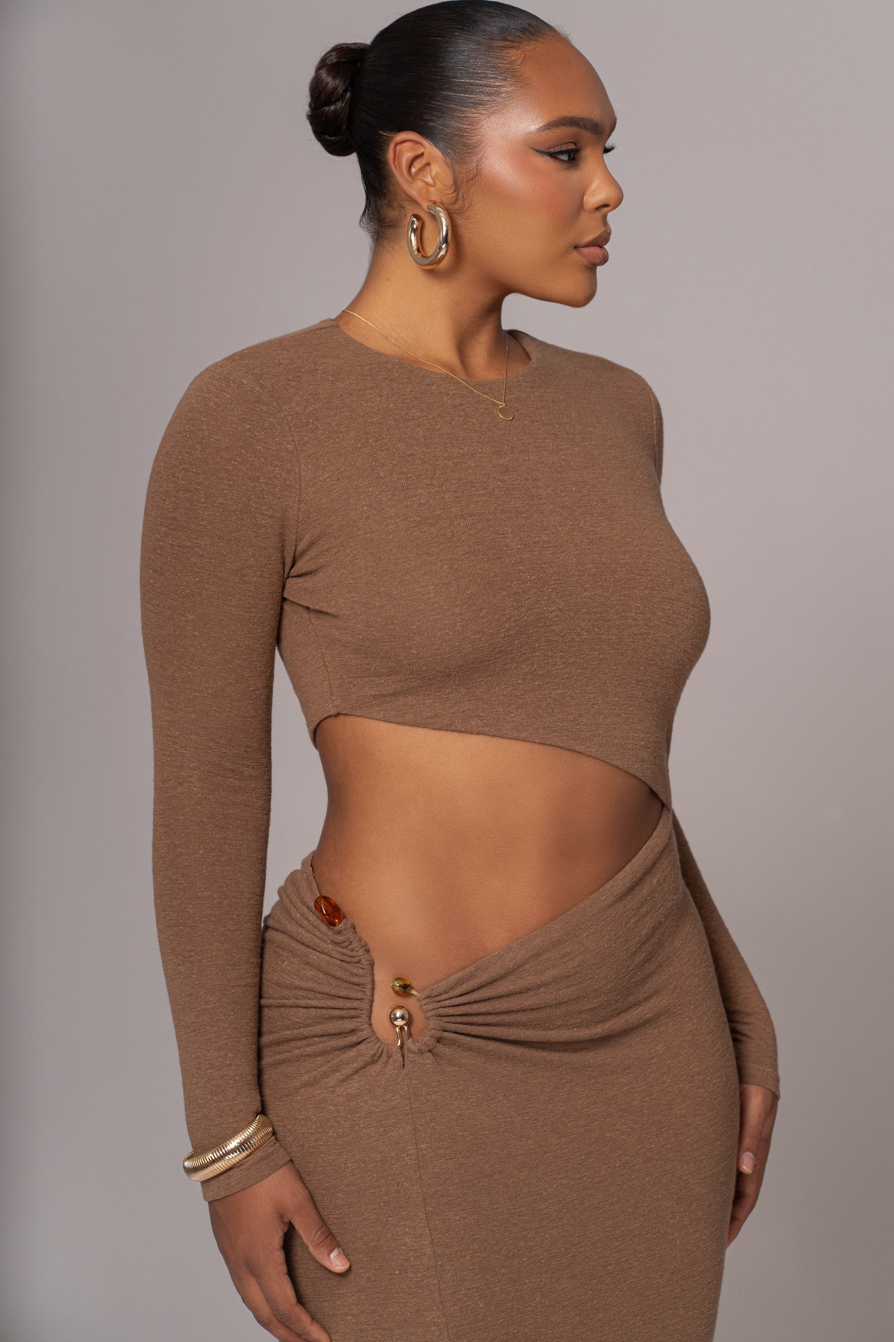 Chocolate Summer Romance Cutout Dress - JLUXLABEL