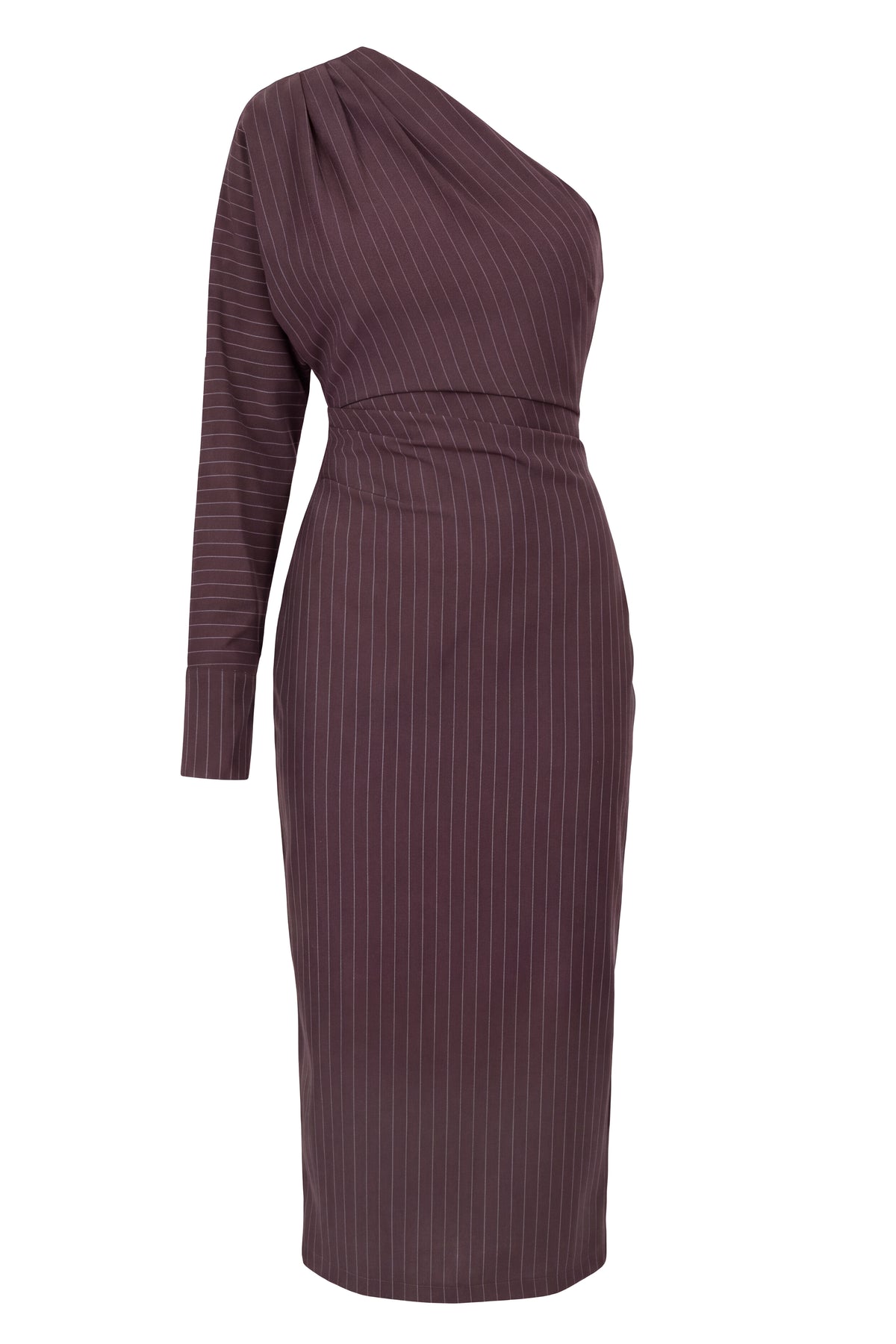Chocolate Presence And Elegance Pinstripe Dress