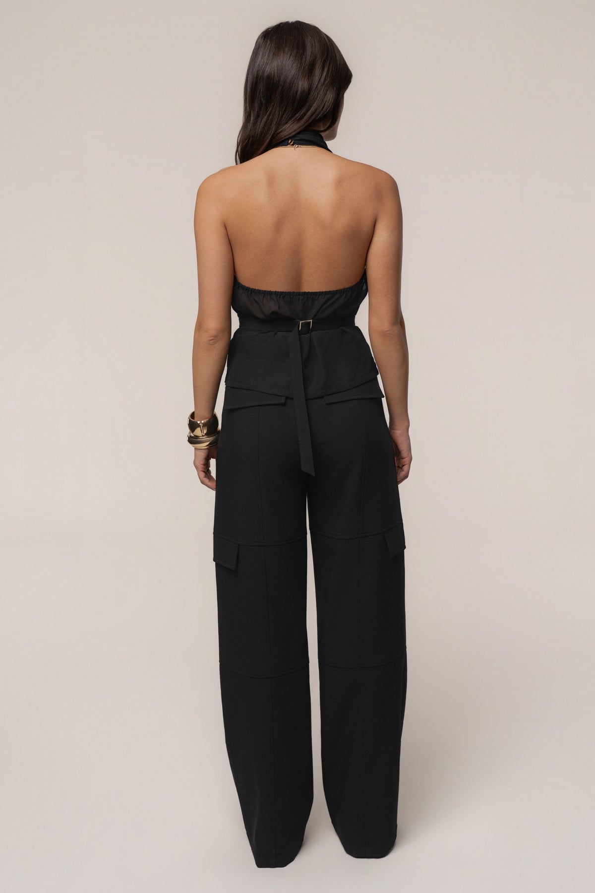 Black Uptown Chiffon Halter Top - JLUXLABEL