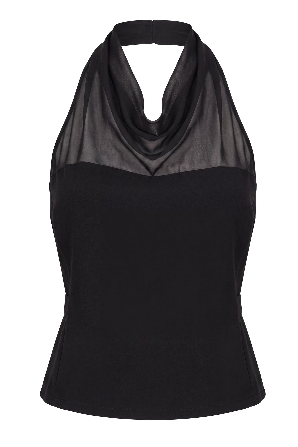 Black Uptown Chiffon Halter Top