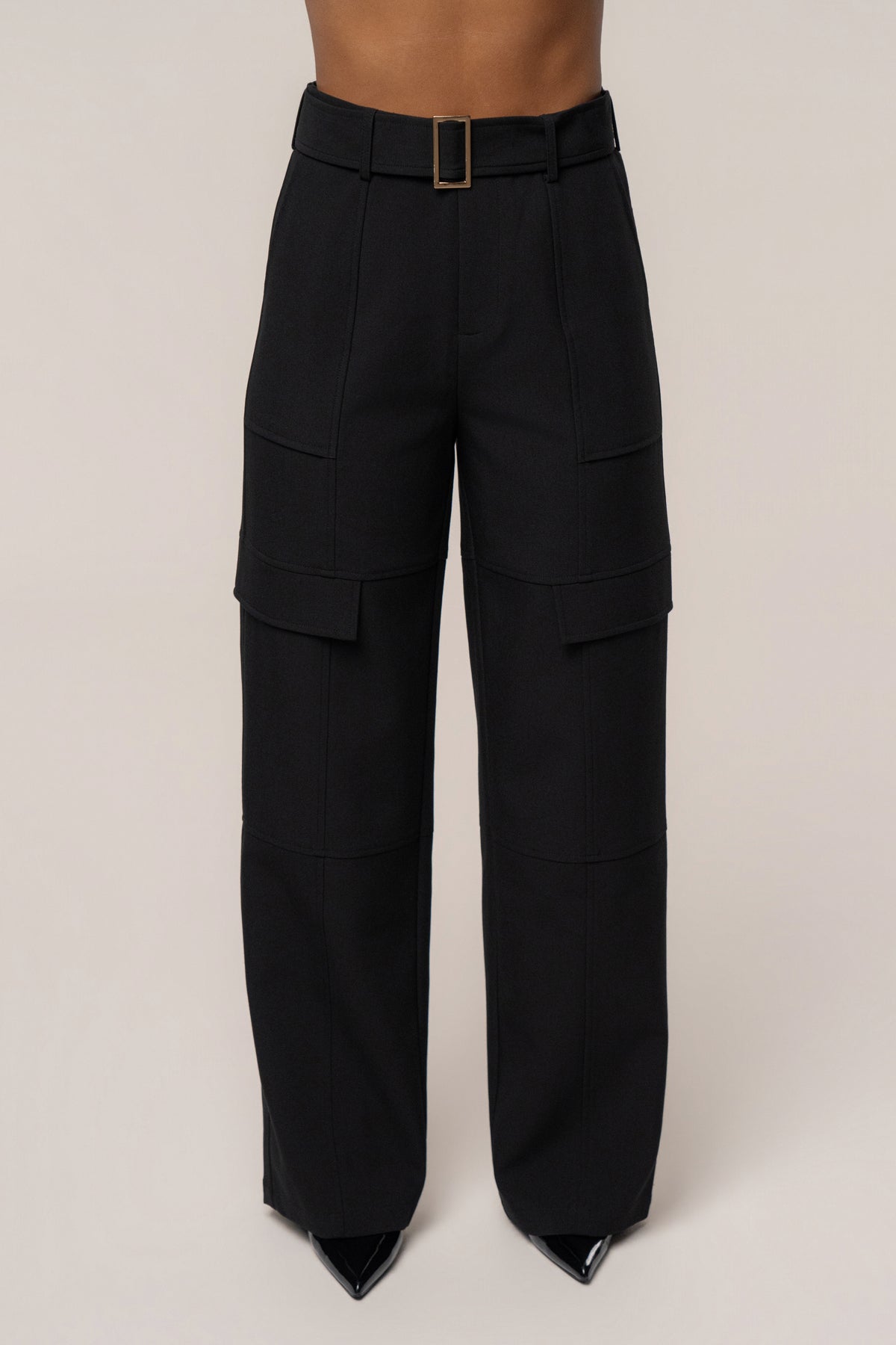 Black Status Belted Cargo Pant - JLUXLABEL