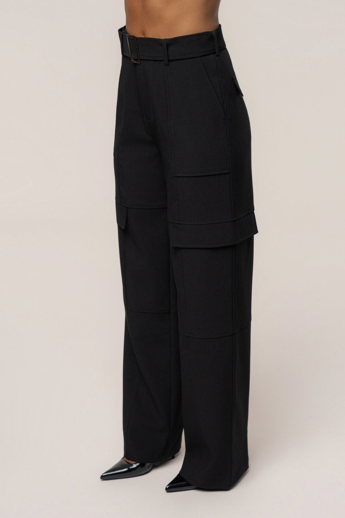 Black Status Belted Cargo Pant - JLUXLABEL