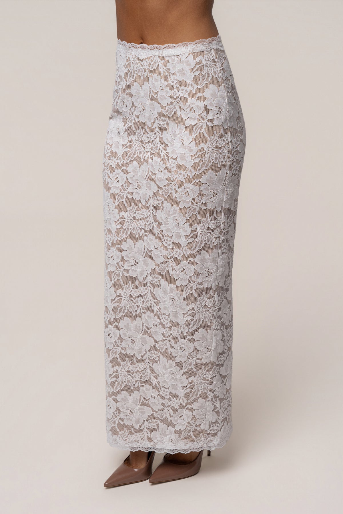 White Timeless Love Lace Maxi Skirt - JLUXLABEL