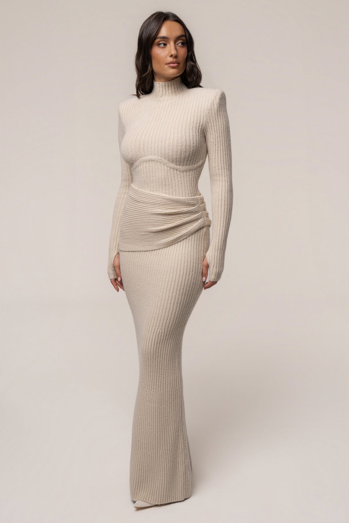 Cream Retreat Ribbed Maxi Skirt - JLUXLABEL