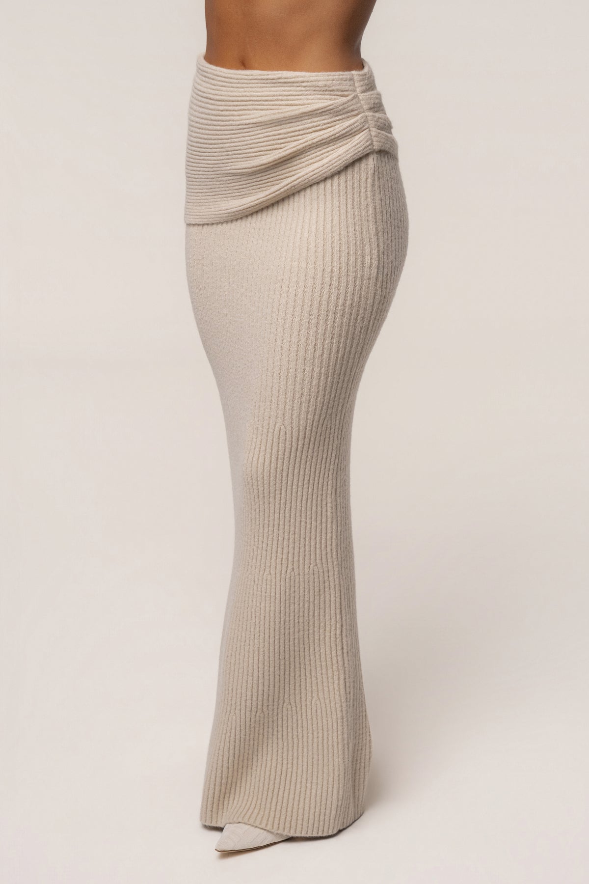 Cream Retreat Ribbed Maxi Skirt - JLUXLABEL