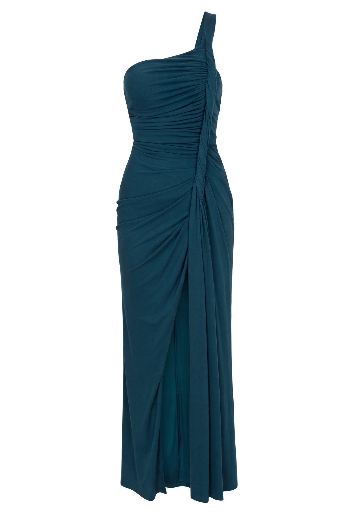 Teal Summer Ruched Maxi Dress
