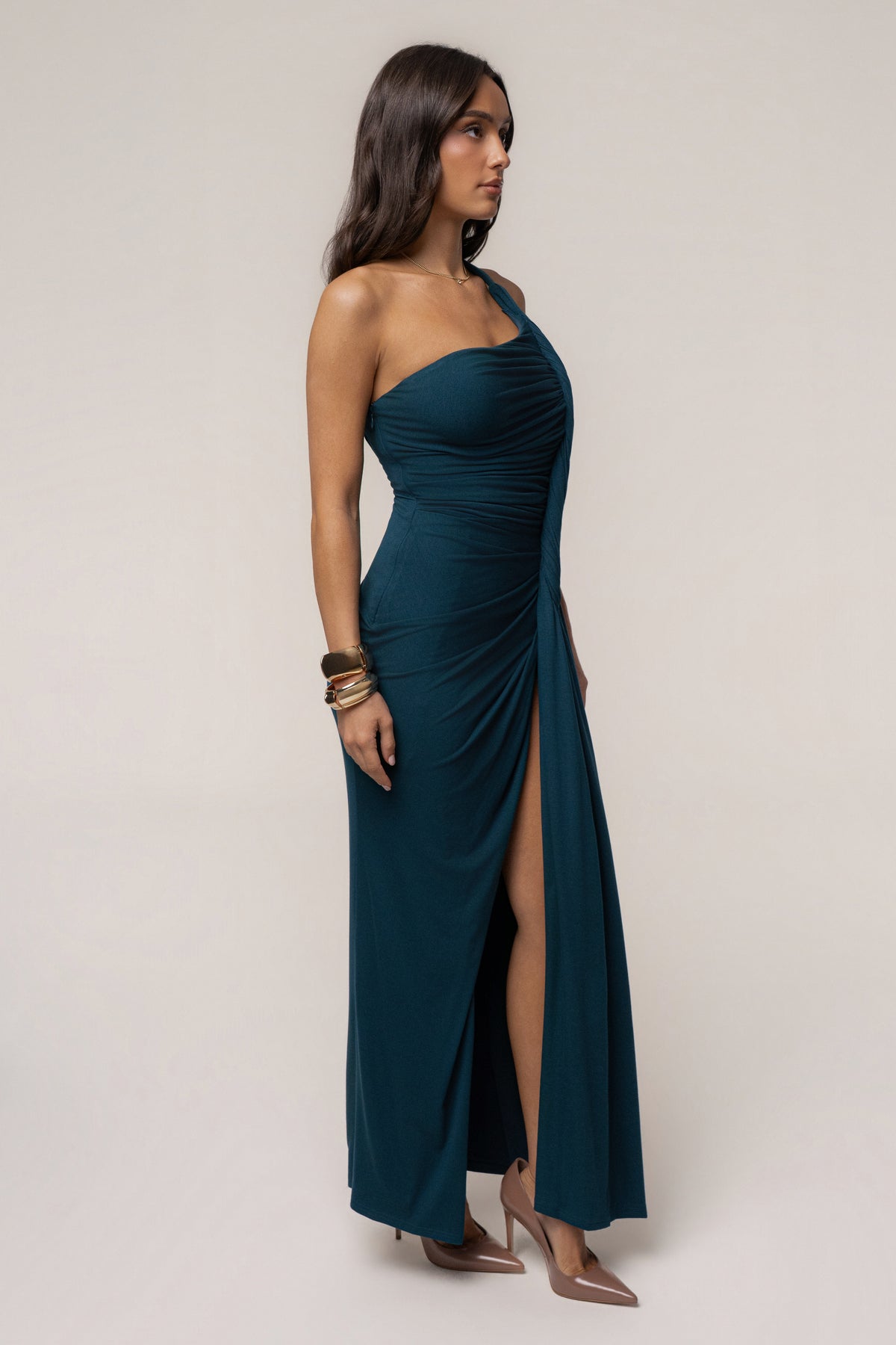 Teal Summer Ruched Maxi Dress - JLUXLABEL