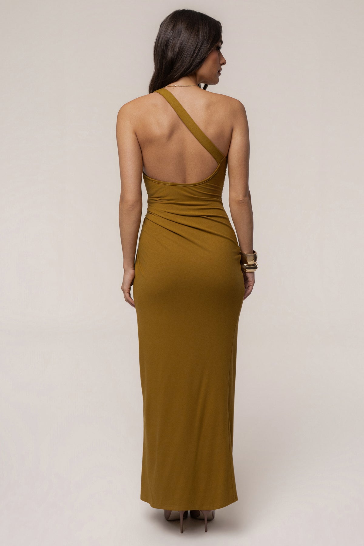 Olive Summer Ruched Maxi Dress