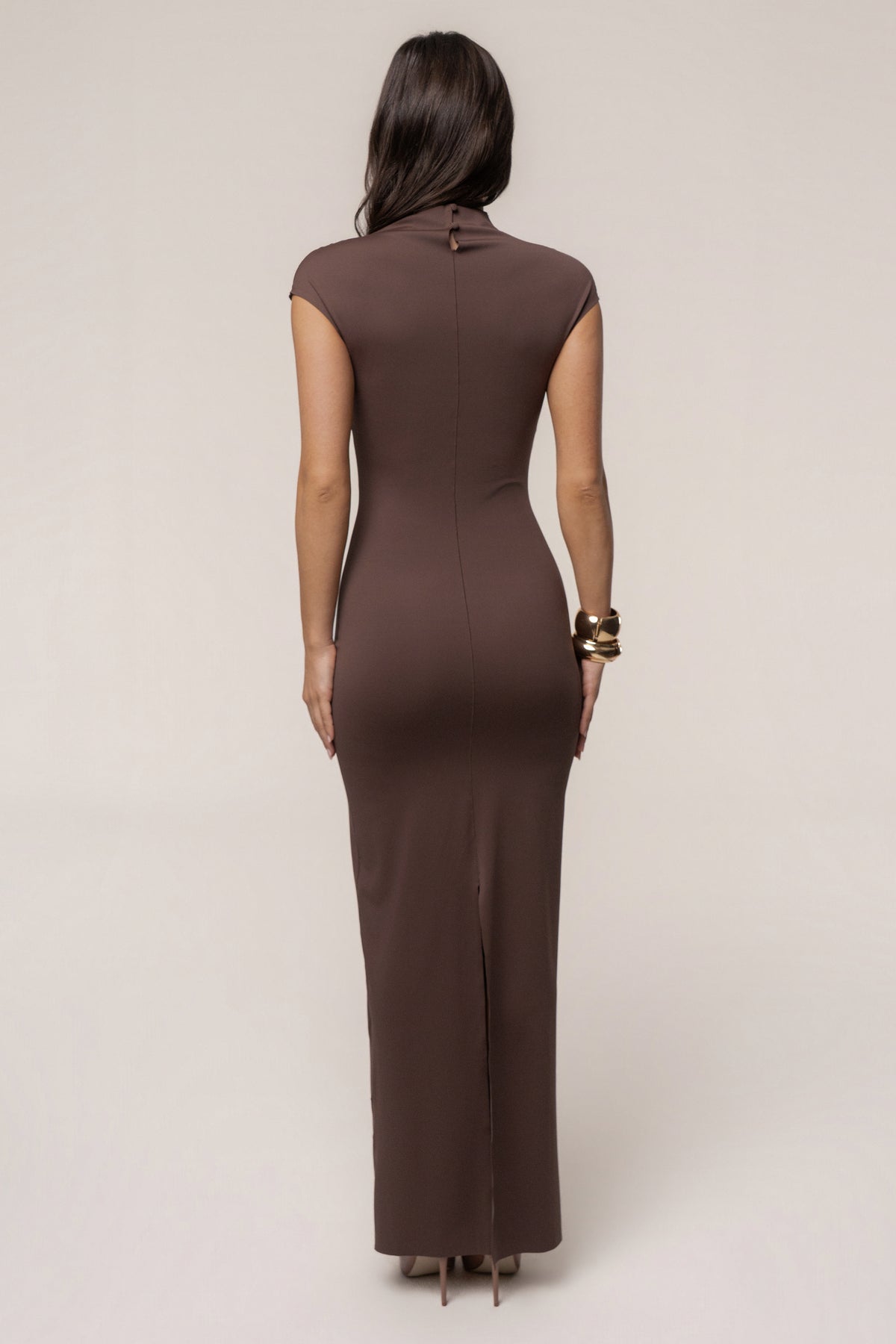 Brown Margot Mock Neck Dress