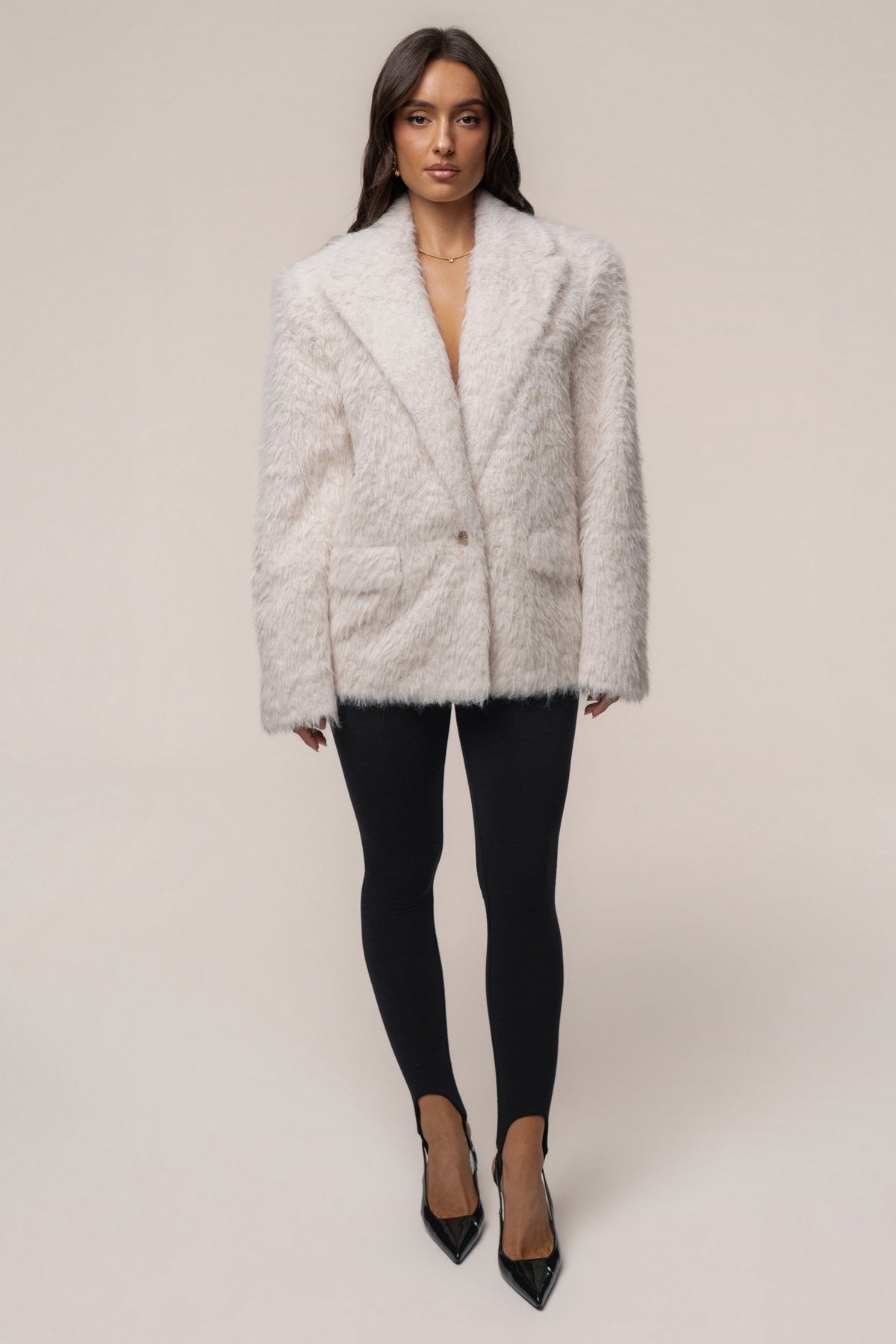Ivory Cloud Nine Fuzzy Blazer