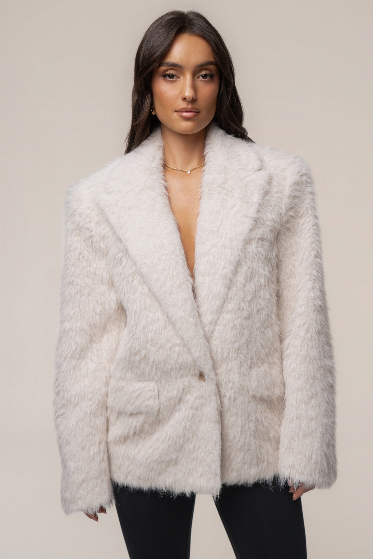 Ivory Cloud Nine Fuzzy Blazer