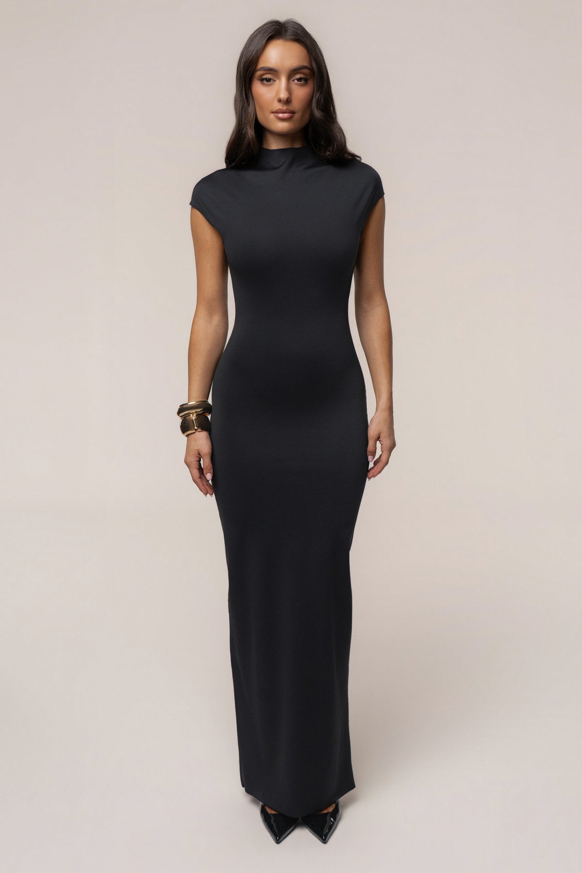 Black Margot Mock Neck Dress