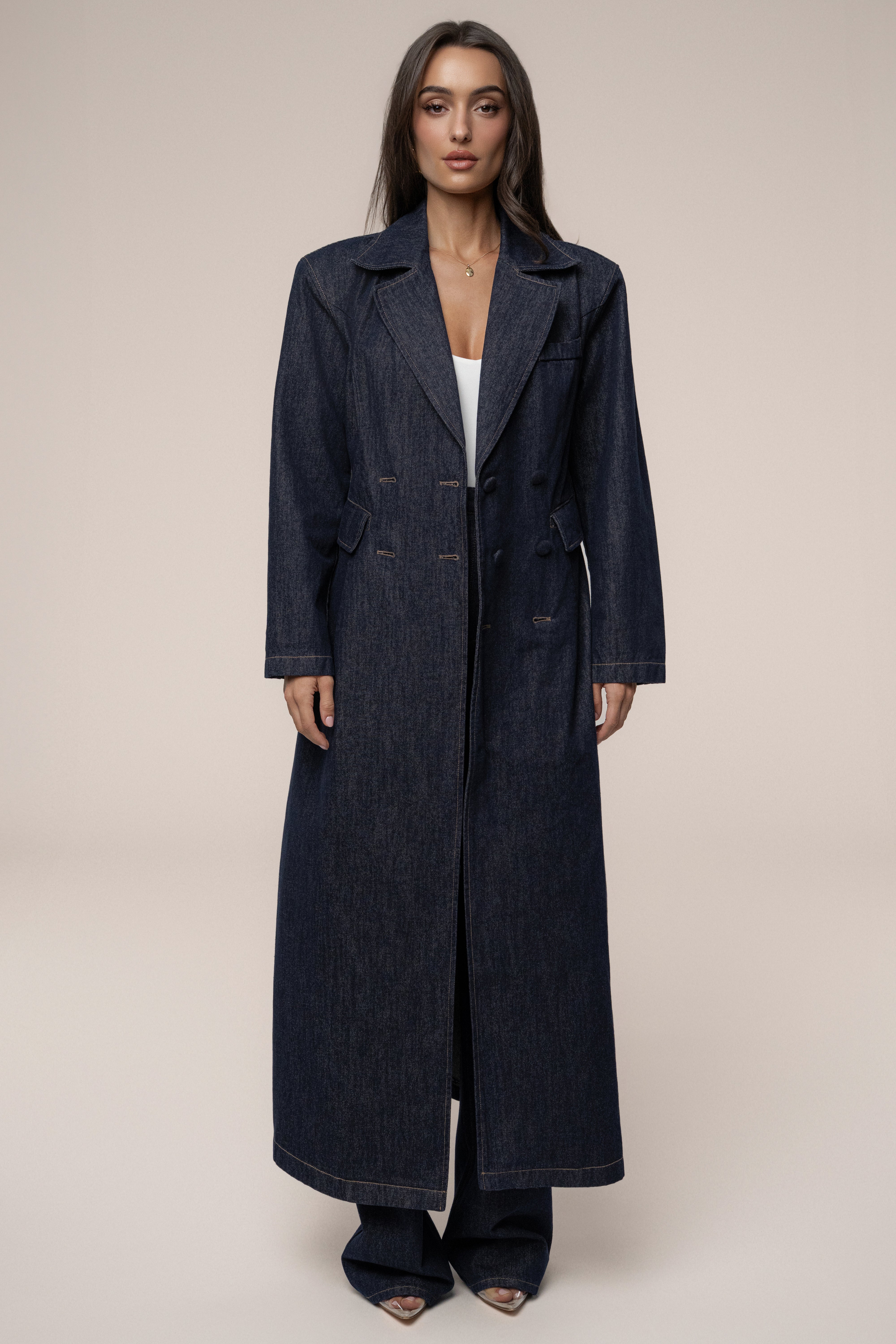Dark Denim Signature Coat - JLUXLABEL