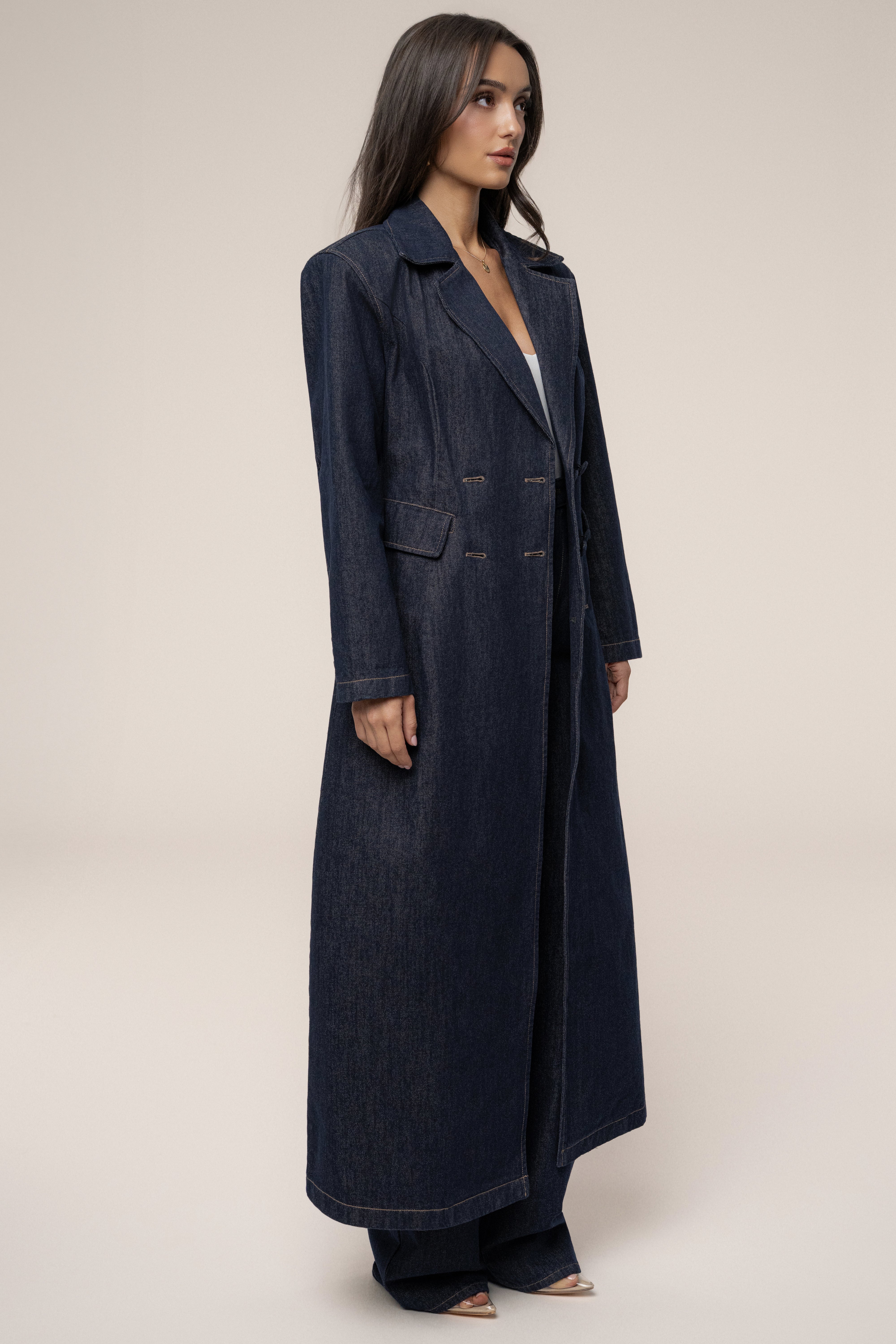 Dark Denim Signature Coat - JLUXLABEL
