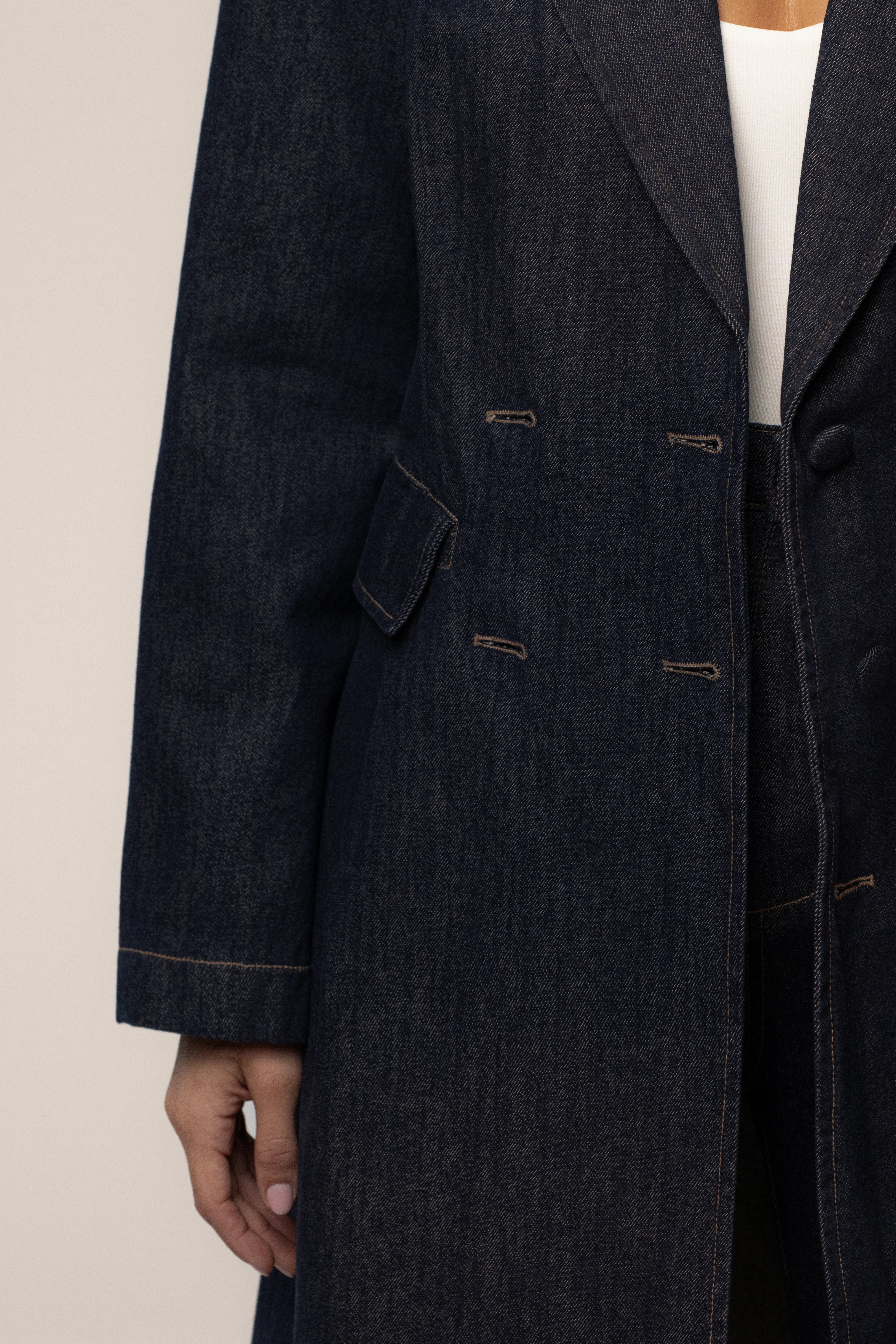 Dark Denim Signature Coat - JLUXLABEL