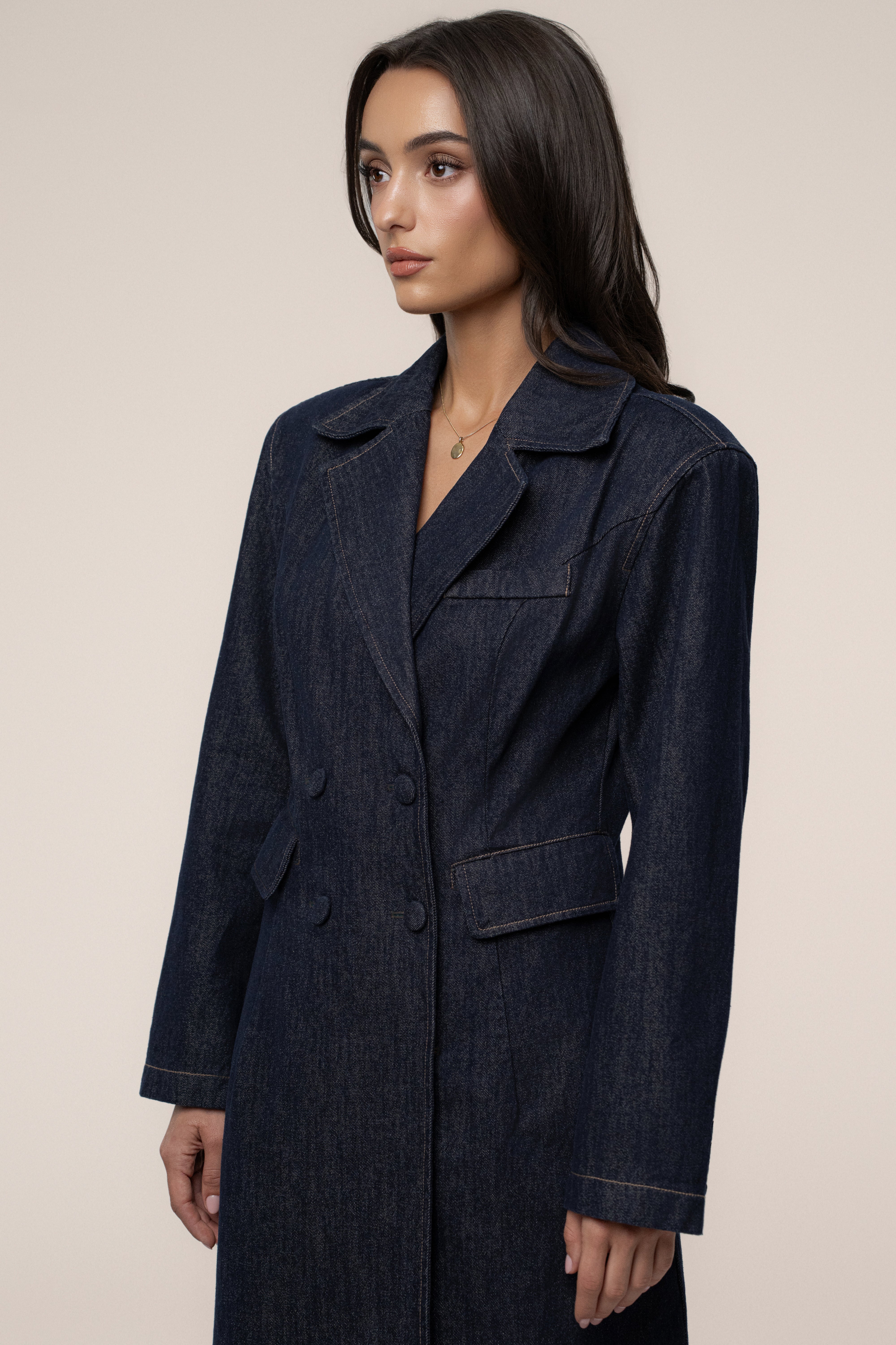 Dark Denim Signature Coat - JLUXLABEL