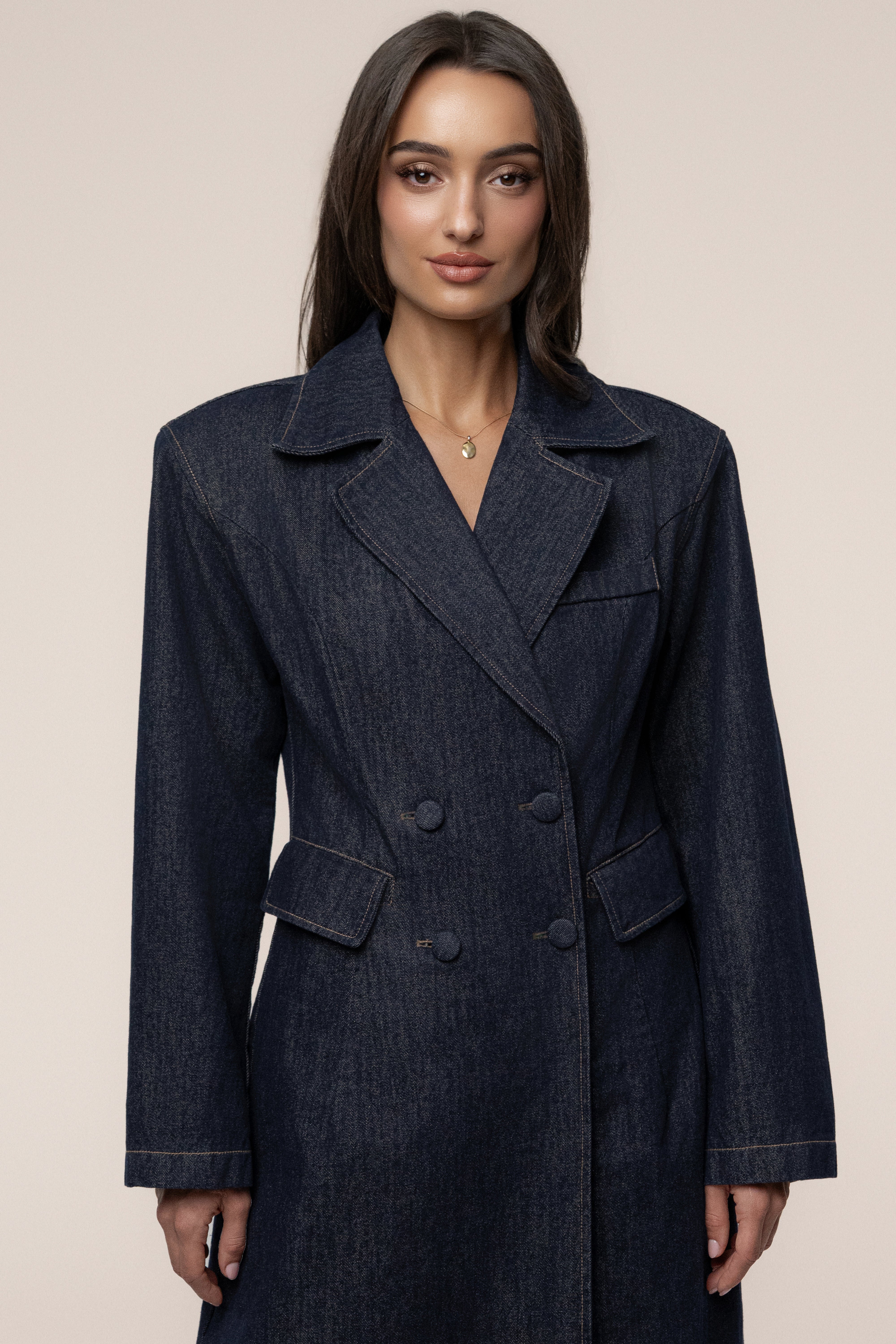 Dark Denim Signature Coat - JLUXLABEL