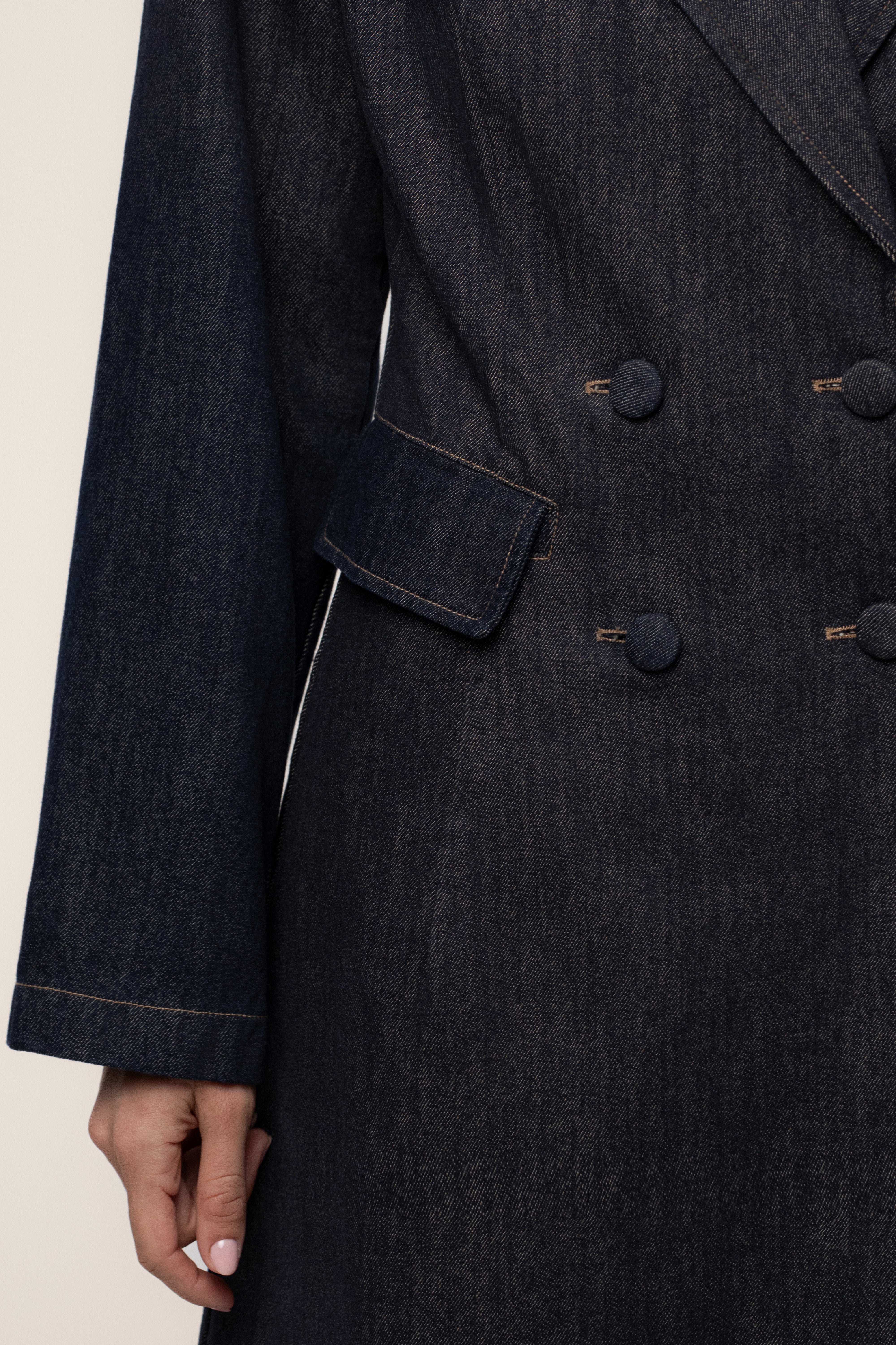 Dark Denim Signature Coat - JLUXLABEL