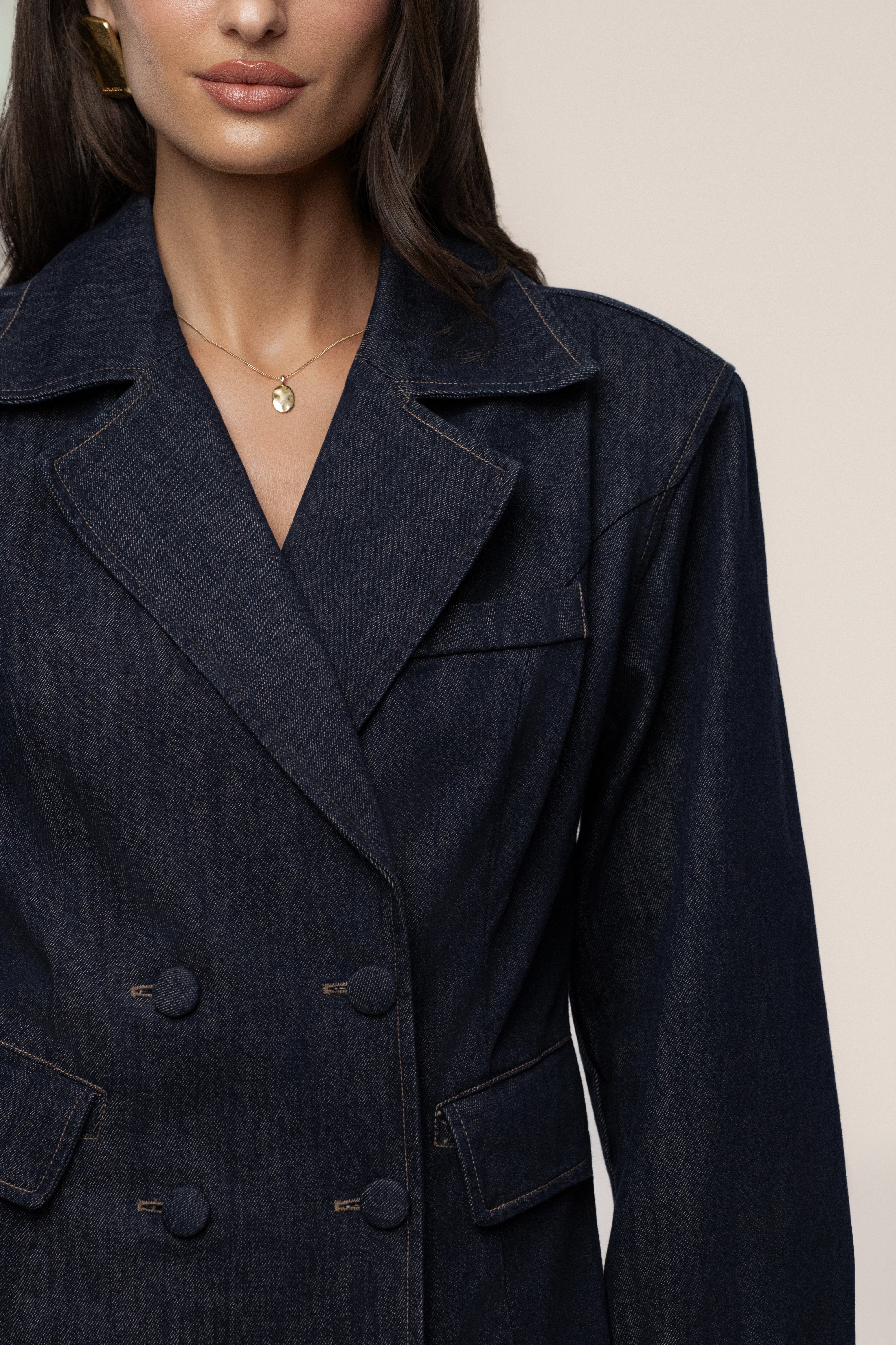 Dark Denim Signature Coat - JLUXLABEL