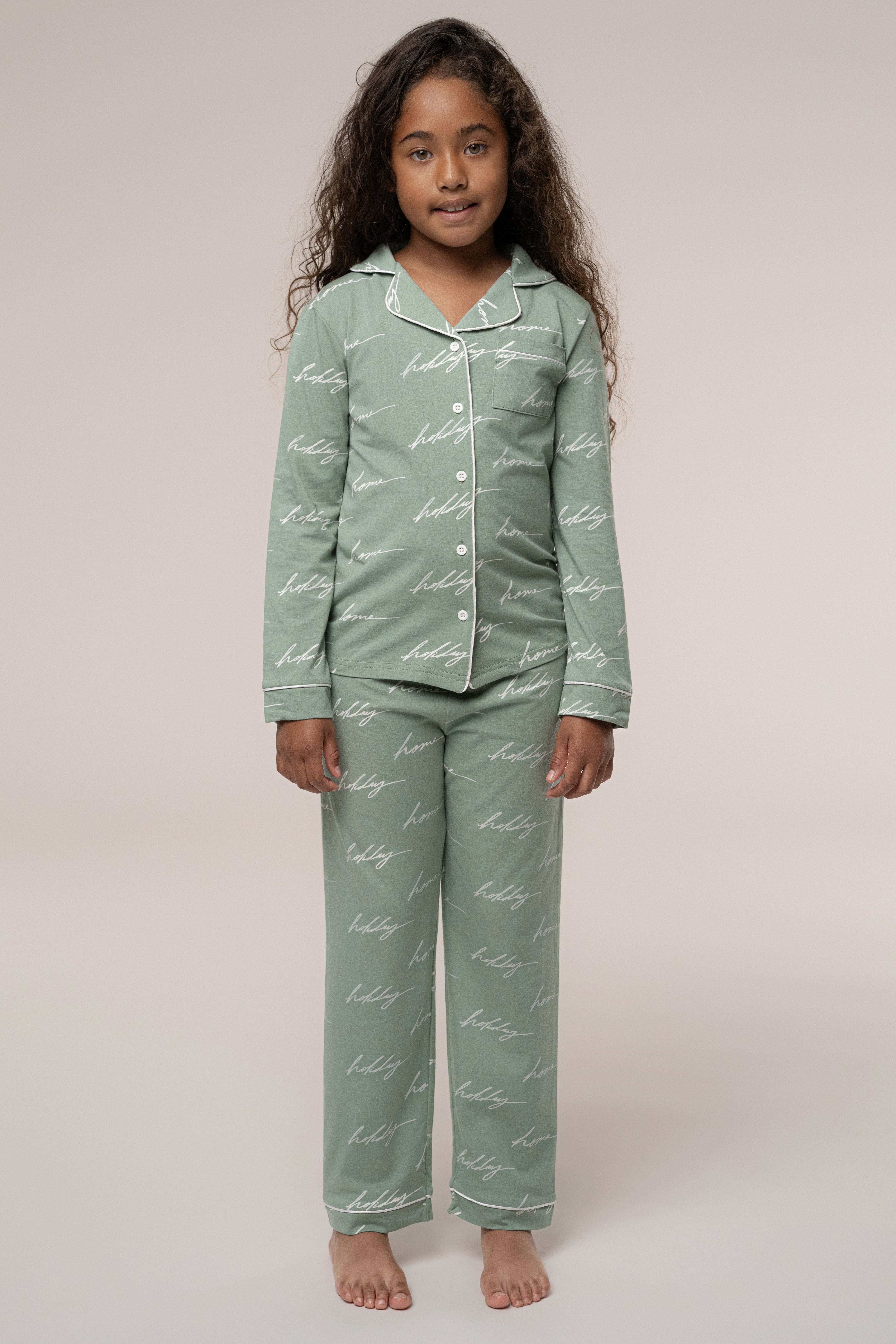Sage Home For The Holidays Kids Pajama Set - JLUXLABEL