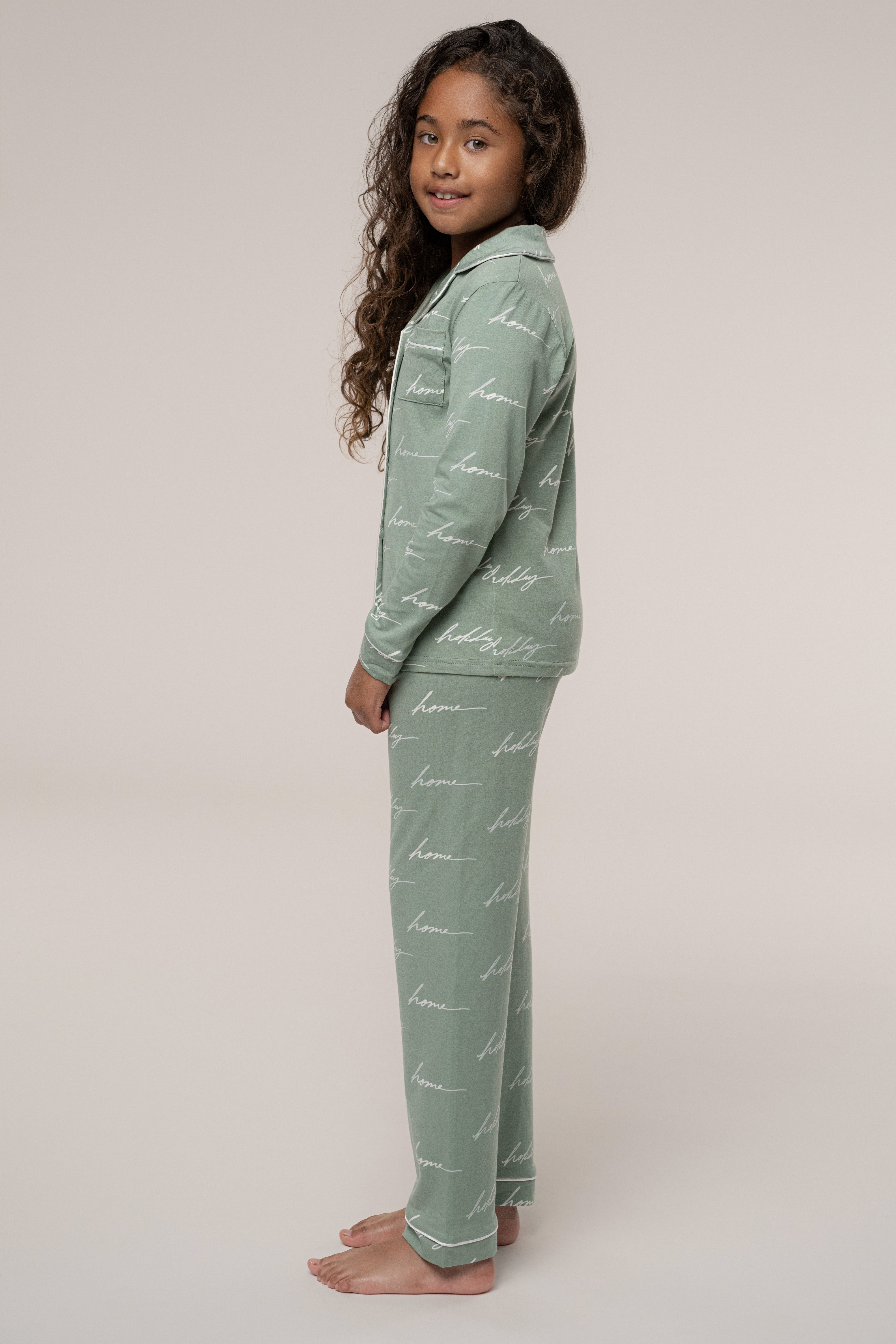 Sage Home For The Holidays Kids Pajama Set - JLUXLABEL