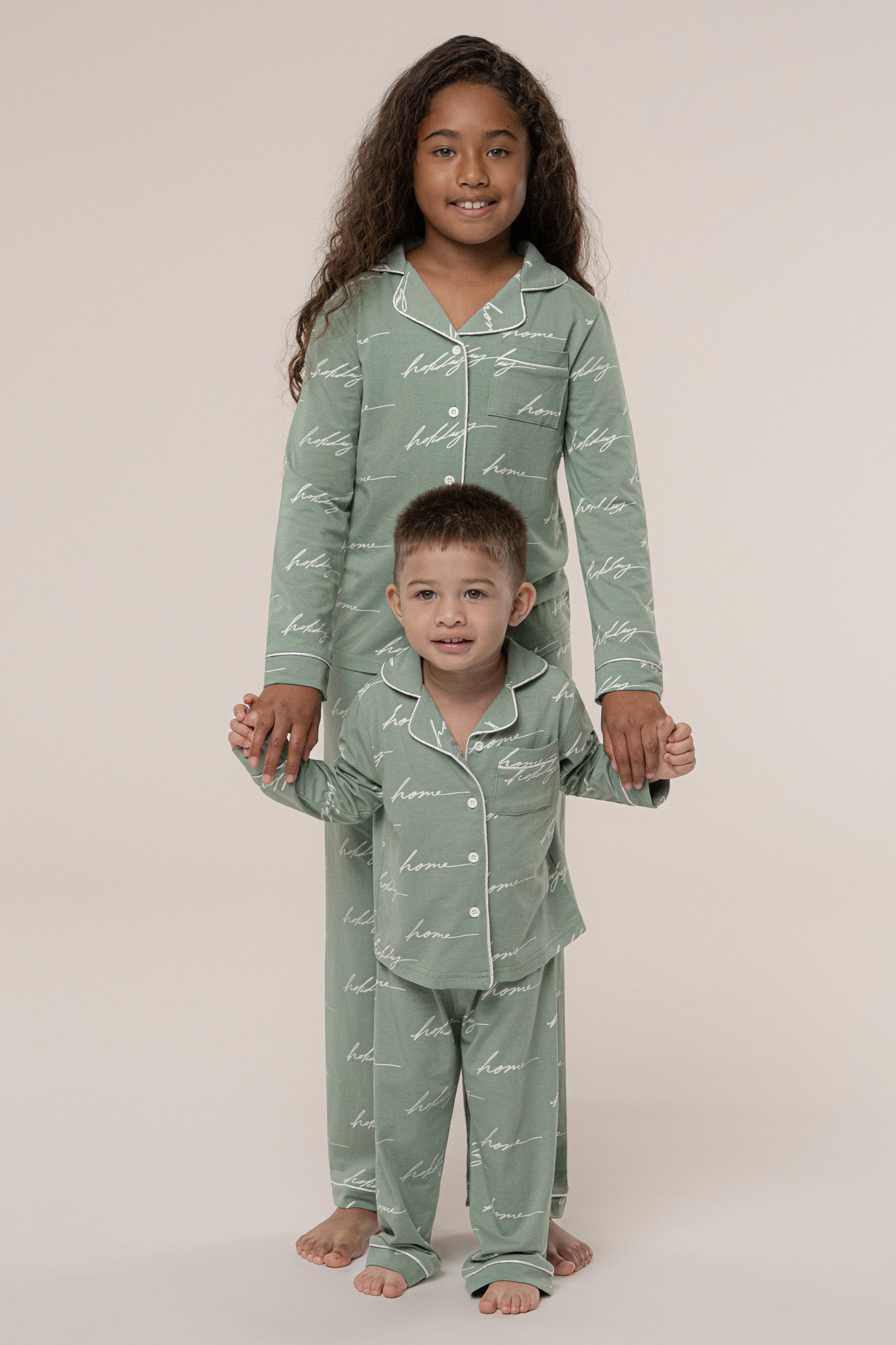 Sage Home For The Holidays Kids Pajama Set - JLUXLABEL