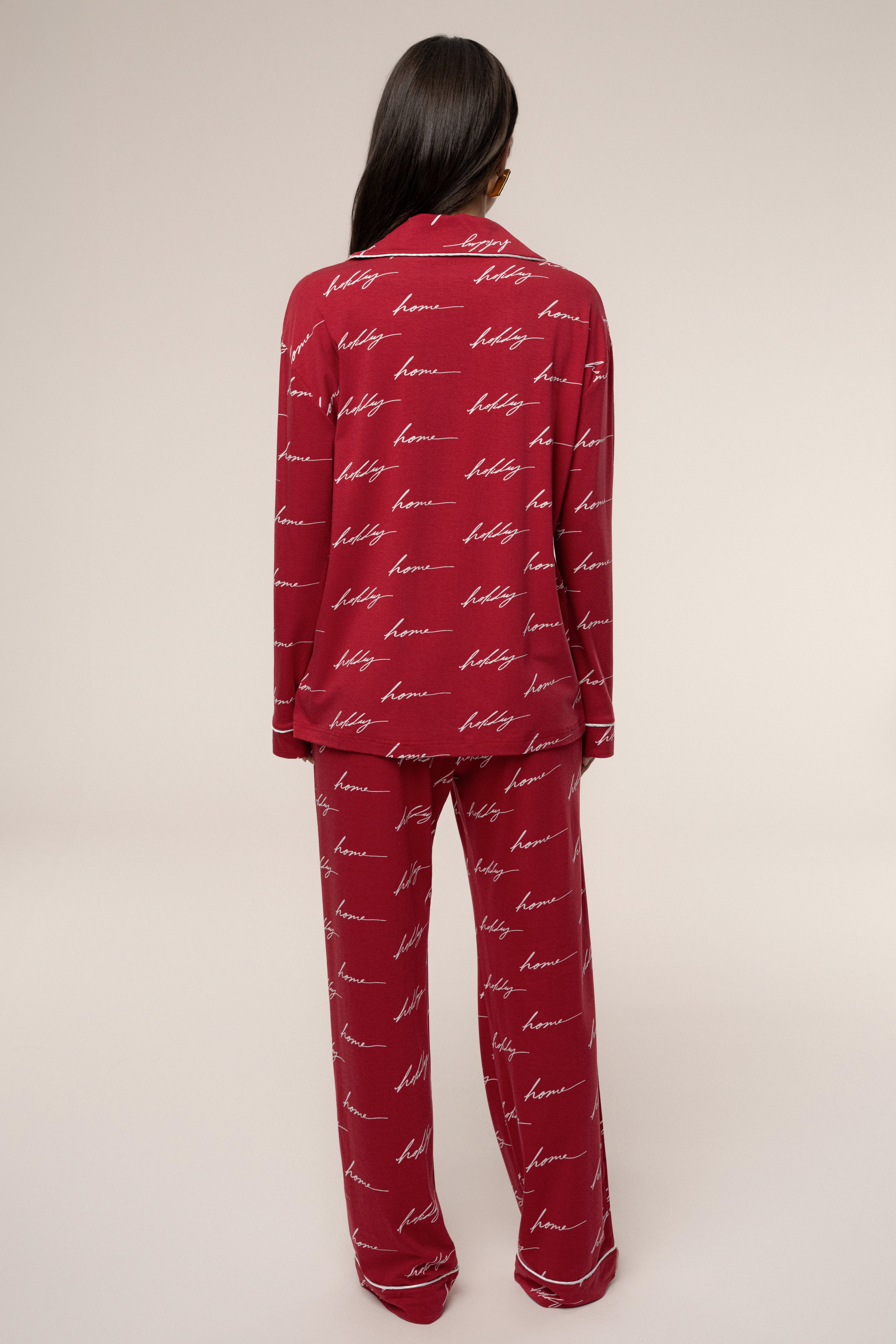 Merry Red Home For The Holidays Adult Pajama Set - JLUXLABEL