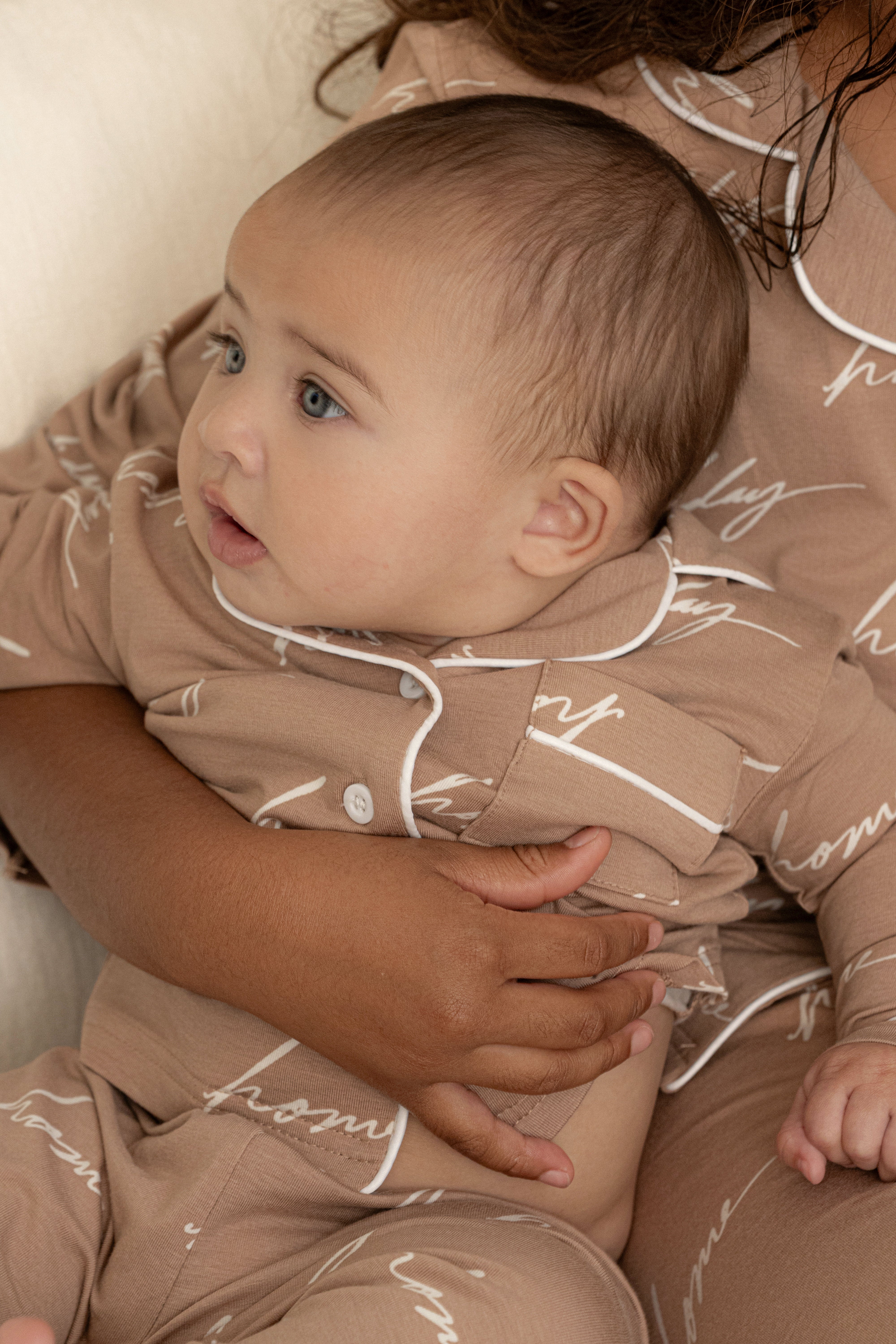 Beige Home For The Holidays Kids Pajama Set - JLUXLABEL